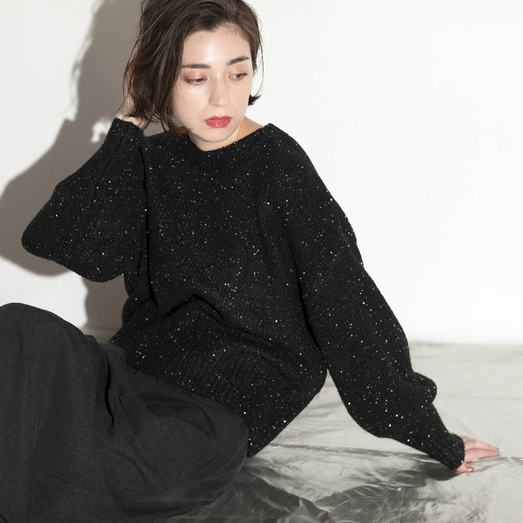 OPAQUE.CLIP「スパンコールラメ ミドルゲージニット」|ニット・セーター|