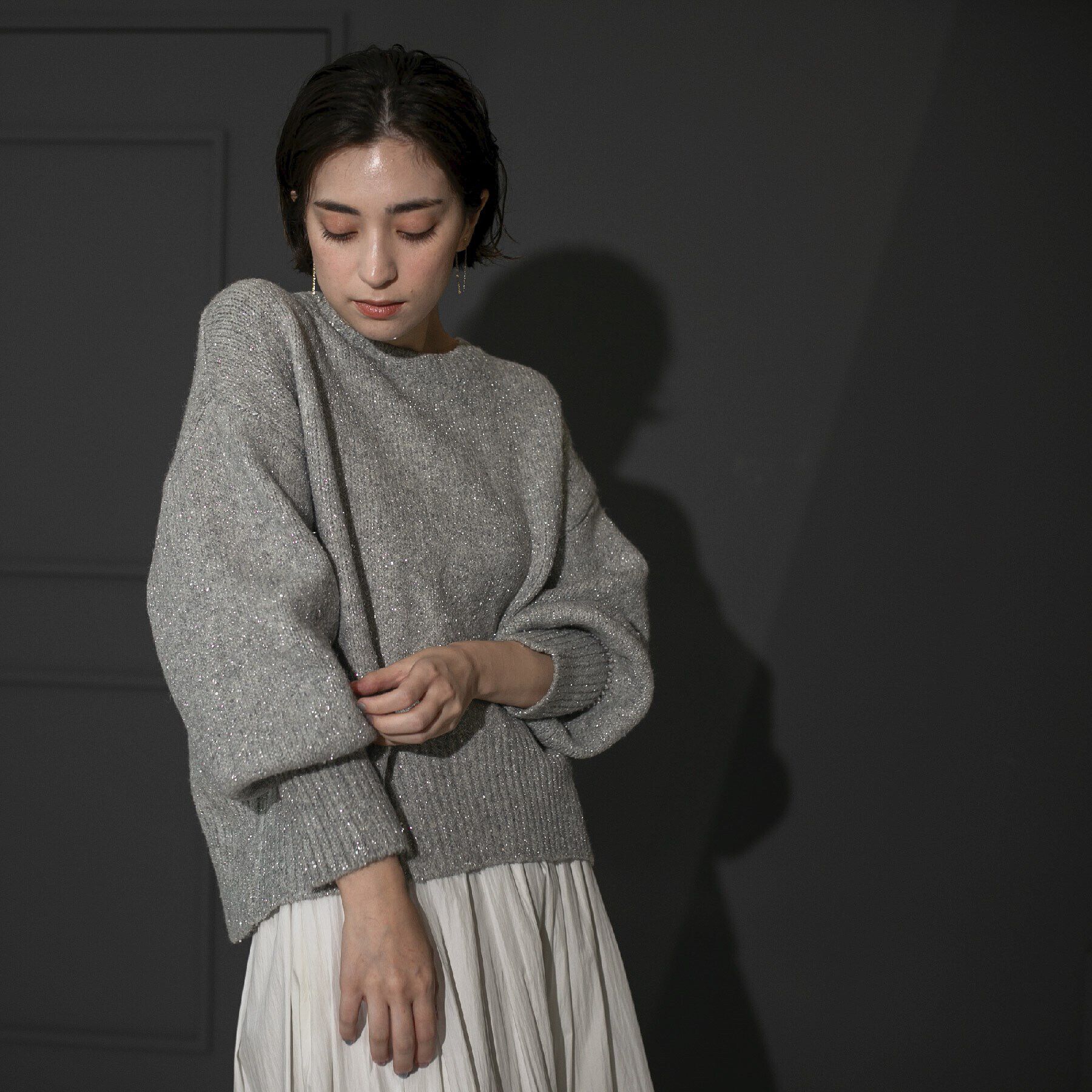 OPAQUE.CLIP「スパンコールラメ ミドルゲージニット」|ニット・セーター|