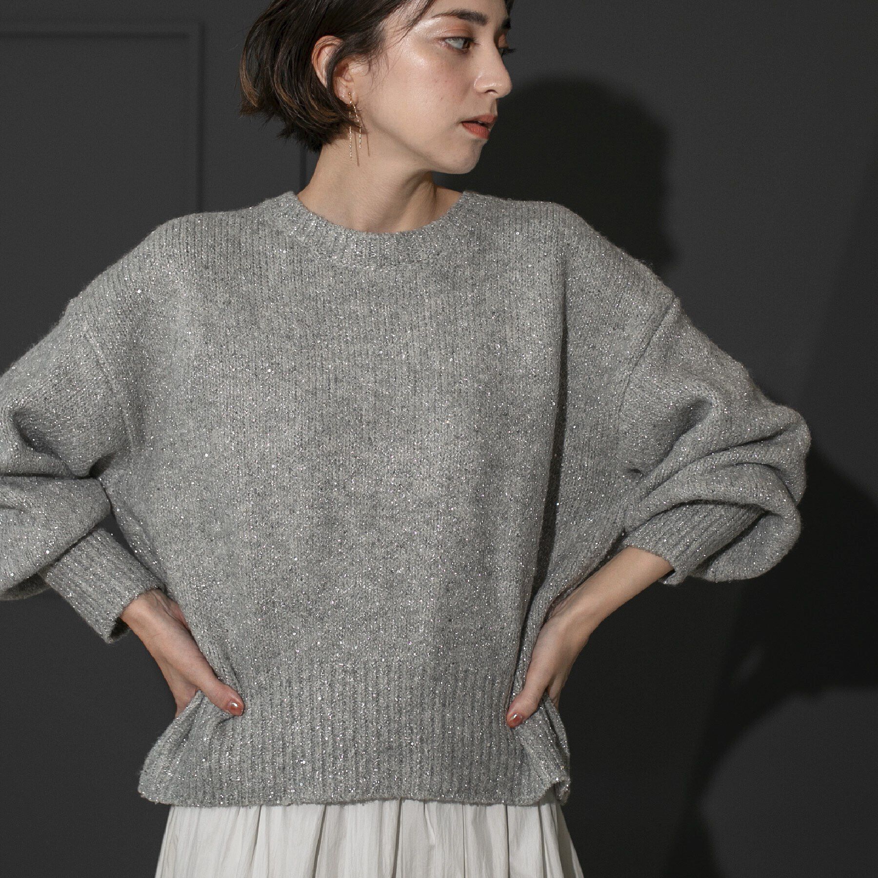 OPAQUE.CLIP「スパンコールラメ ミドルゲージニット」|ニット・セーター|