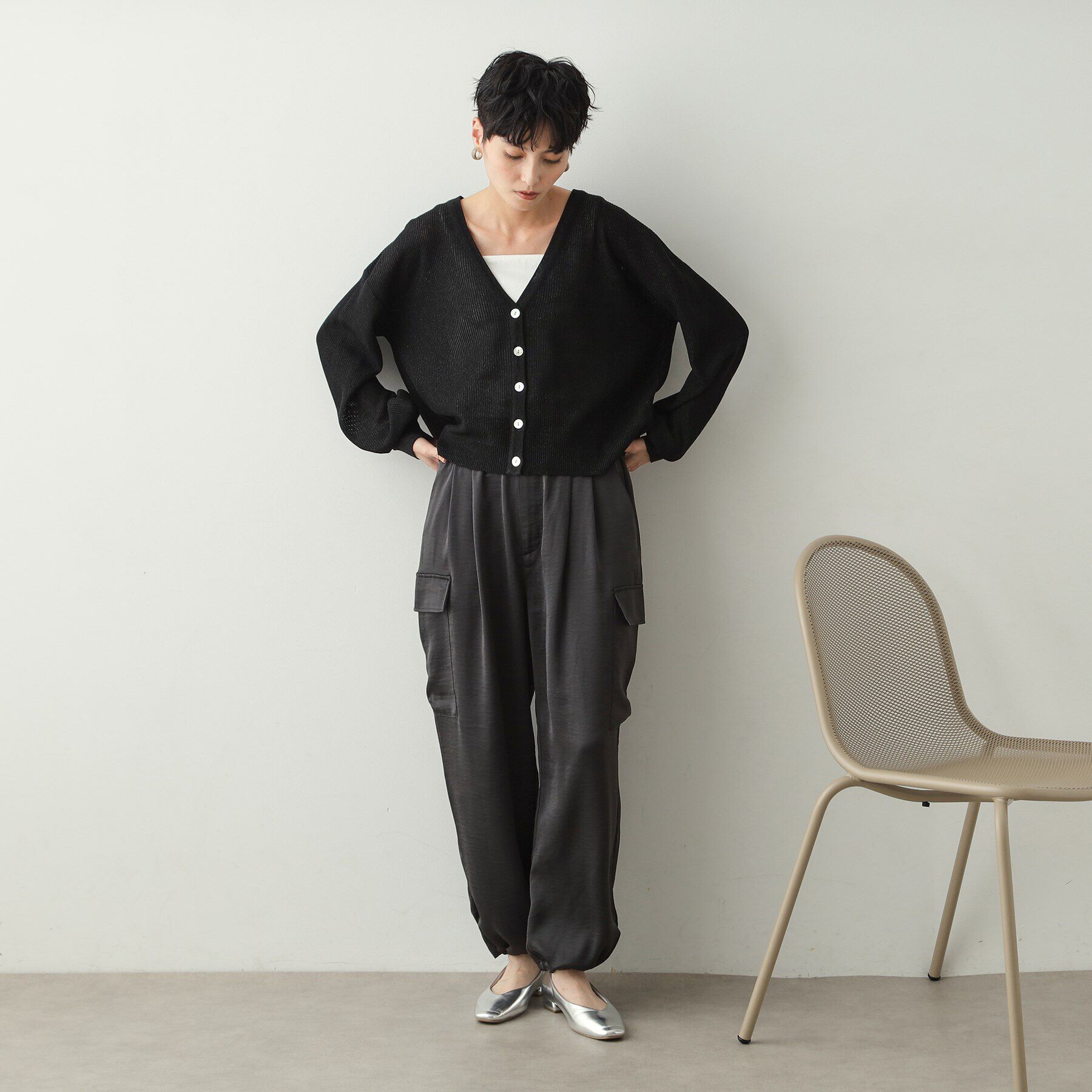 OPAQUE.CLIP「サテンイージーカーゴパンツ【洗濯機洗い可】」|その他|