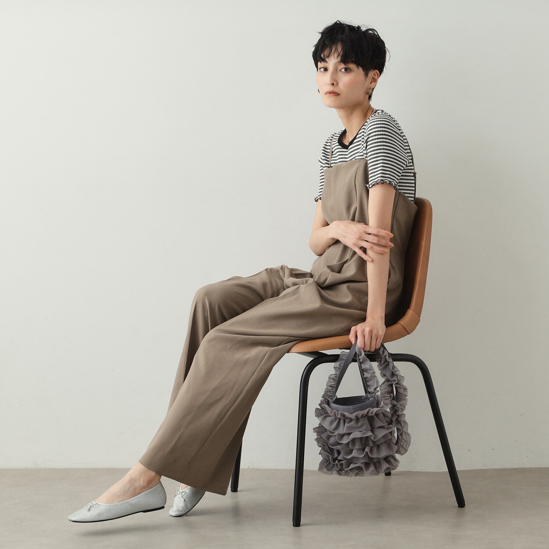 OPAQUE.CLIP「細ボーダーリブカットソー【洗濯機洗い可】」|Tシャツ・カットソー|