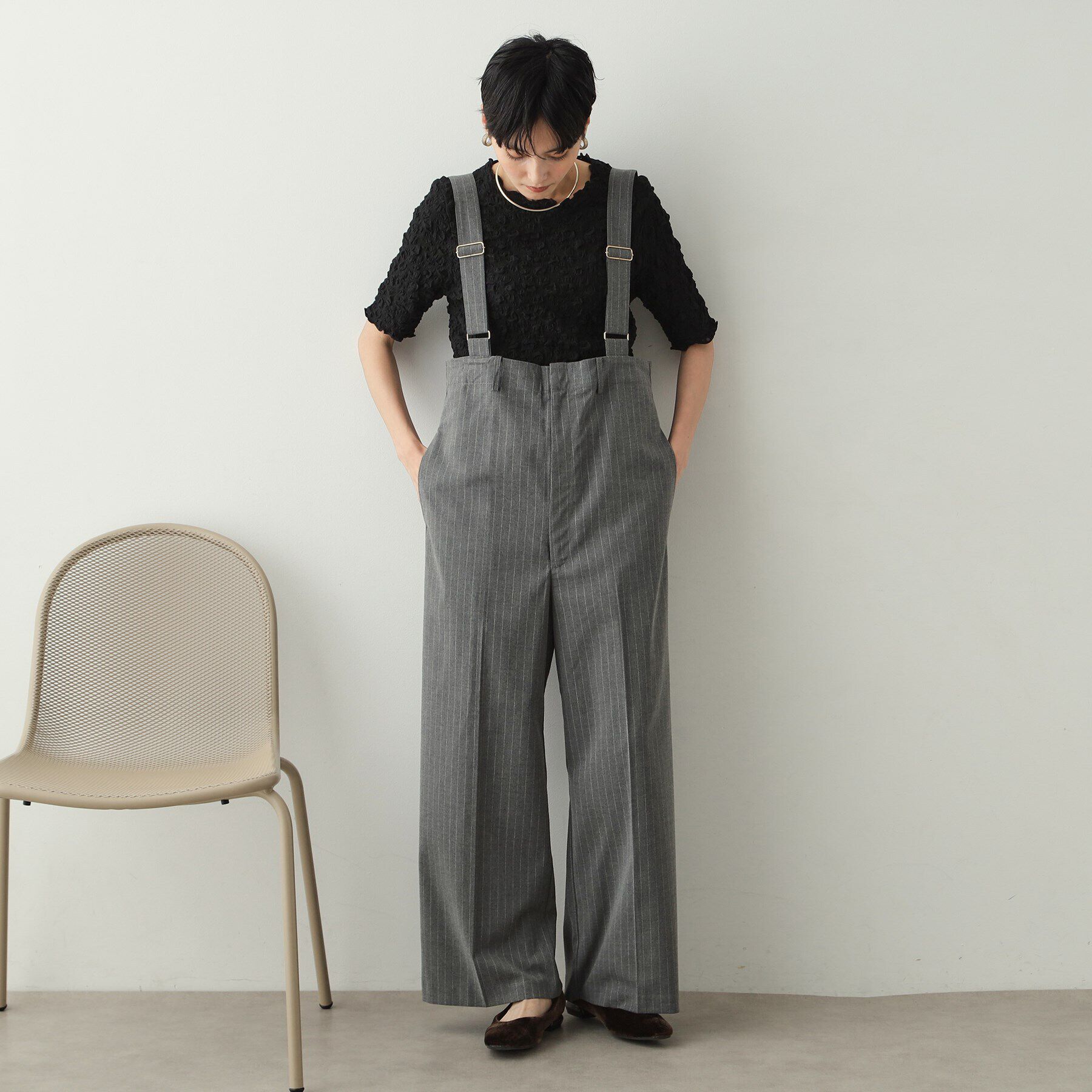 OPAQUE.CLIP「シャーリングレース5分袖カットソー【洗濯機洗い可】」|Tシャツ・カットソー|