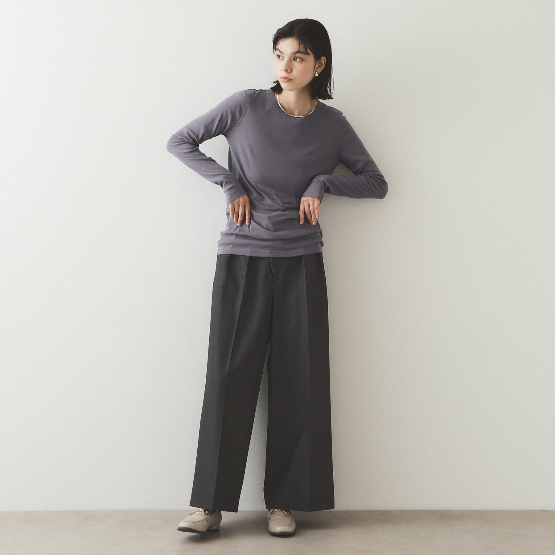 OPAQUE.CLIP「シアーコットン クルーネックカットソー【洗濯機洗い可】」|Tシャツ・カットソー|