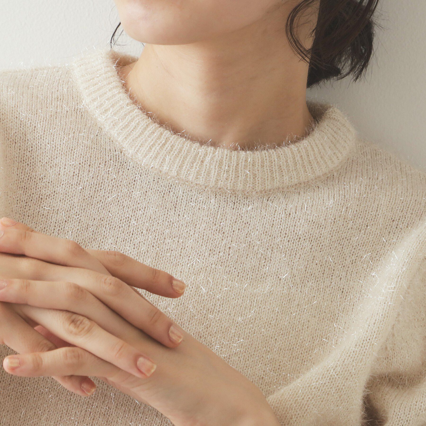 OPAQUE.CLIP「《andGIRL掲載》キラキラボリュームスリーブニット【洗濯機洗い可】」|ニット・セーター|