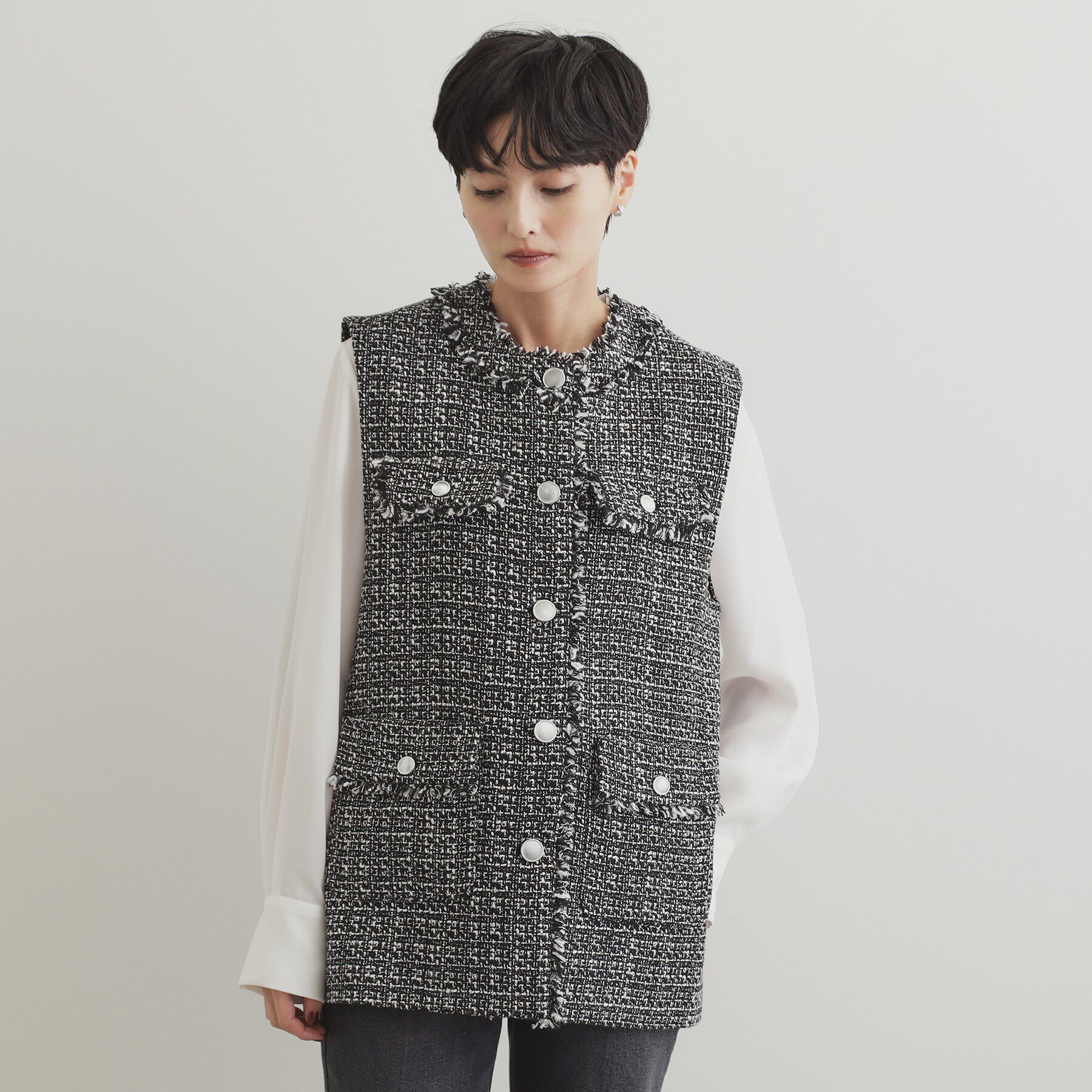 OPAQUE.CLIP「ツイードジレ【洗濯機洗い可】」|ベスト・ジレ|