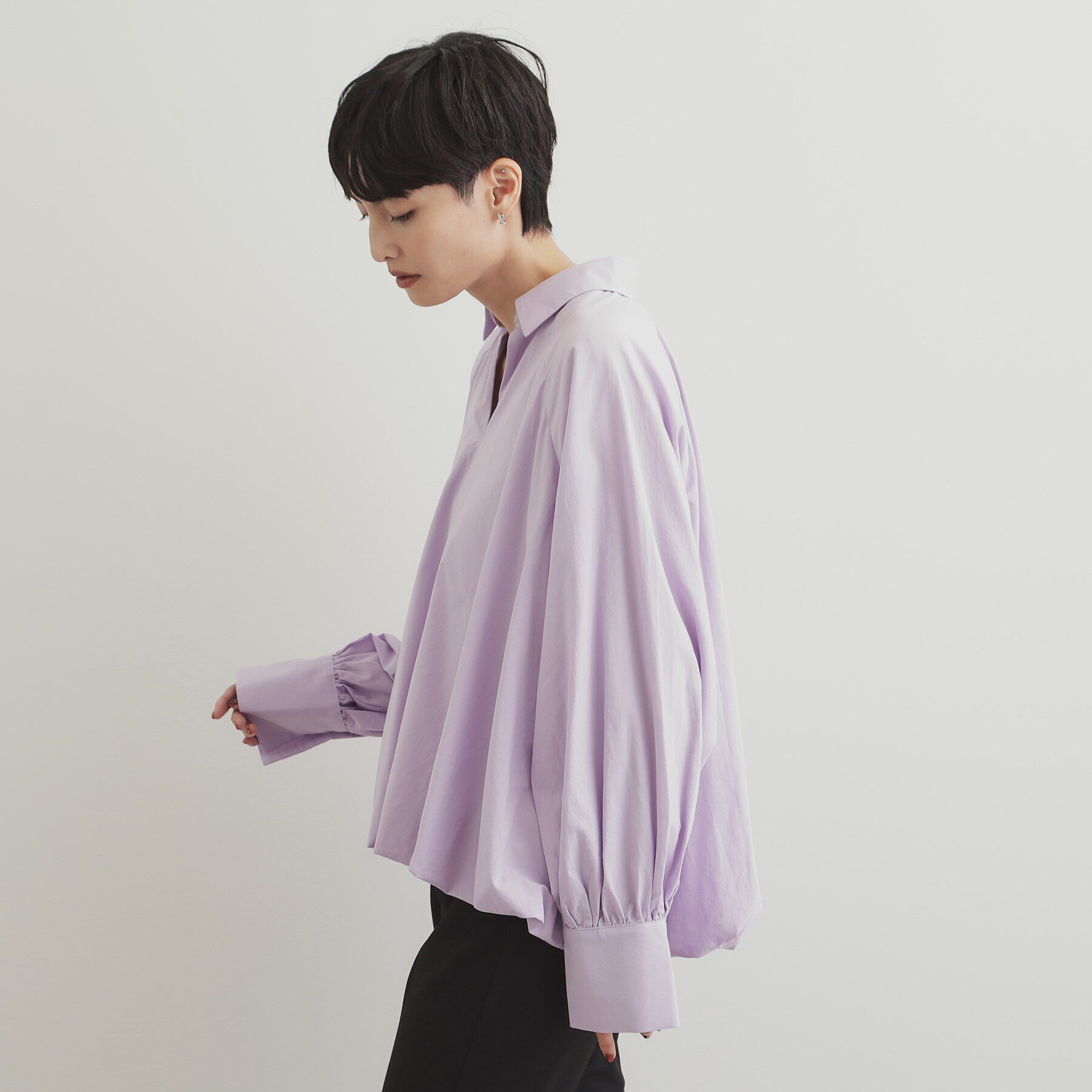 OPAQUE.CLIP「裾バルーンスキッパーシャツ【洗濯機洗い可】」|シャツ・ブラウス|