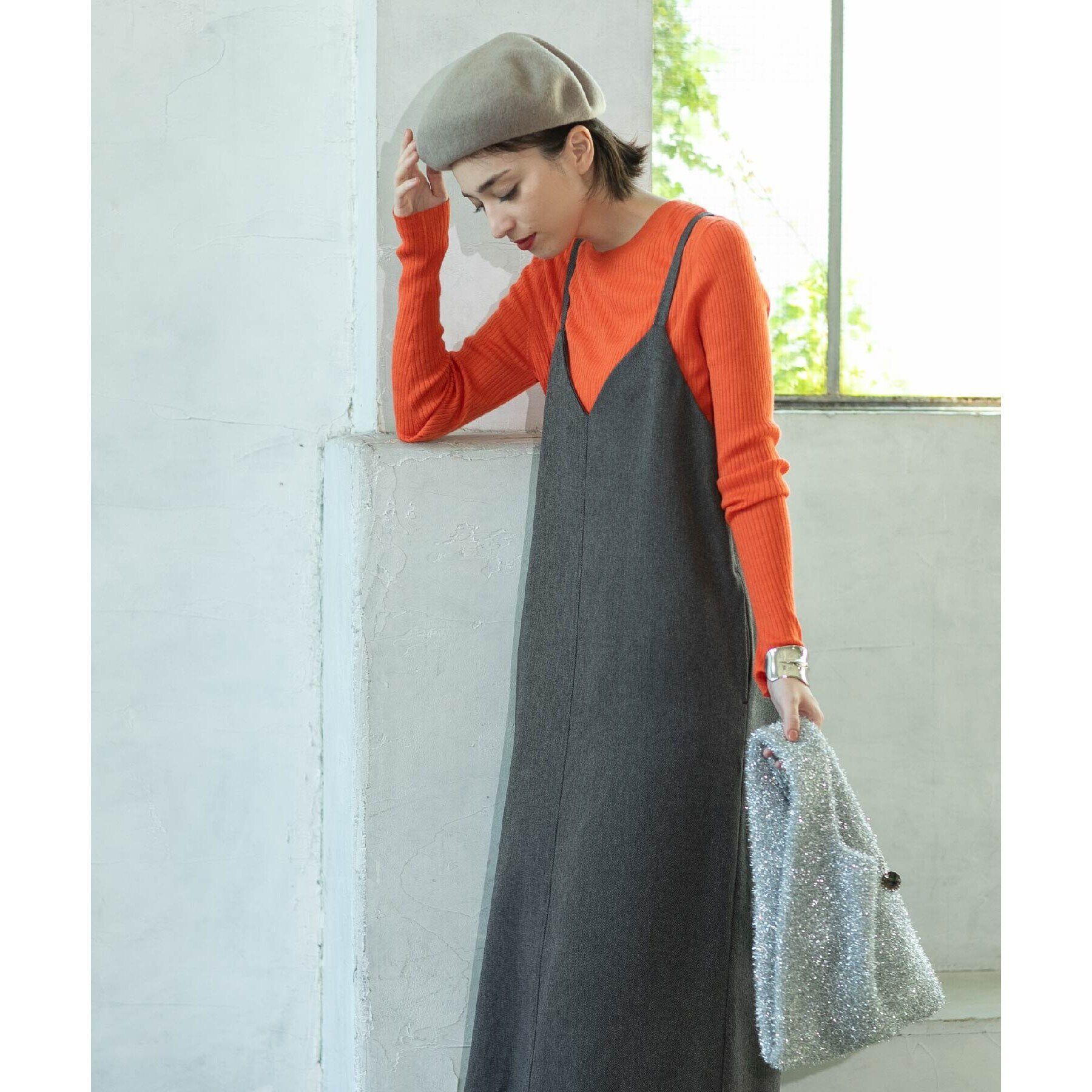 OPAQUE.CLIP「ウールライクVネックジャンパースカート【洗濯機洗い可】」|ワンピース|