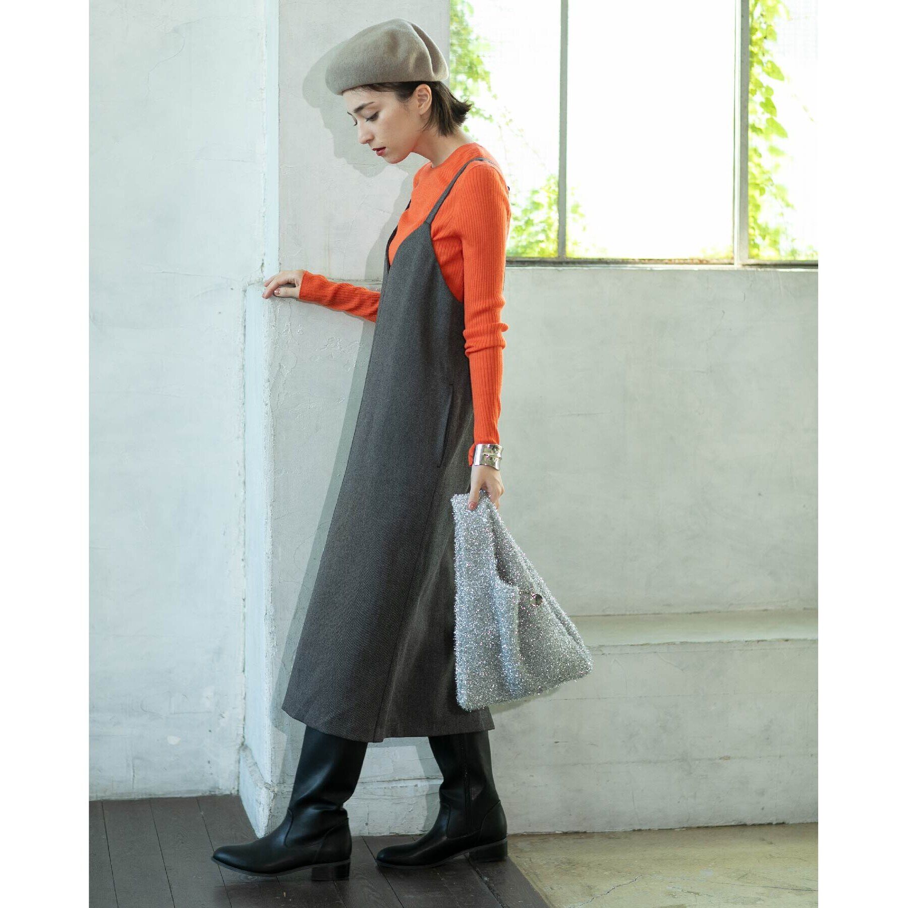 OPAQUE.CLIP「ウールライクVネックジャンパースカート【洗濯機洗い可】」|ワンピース|