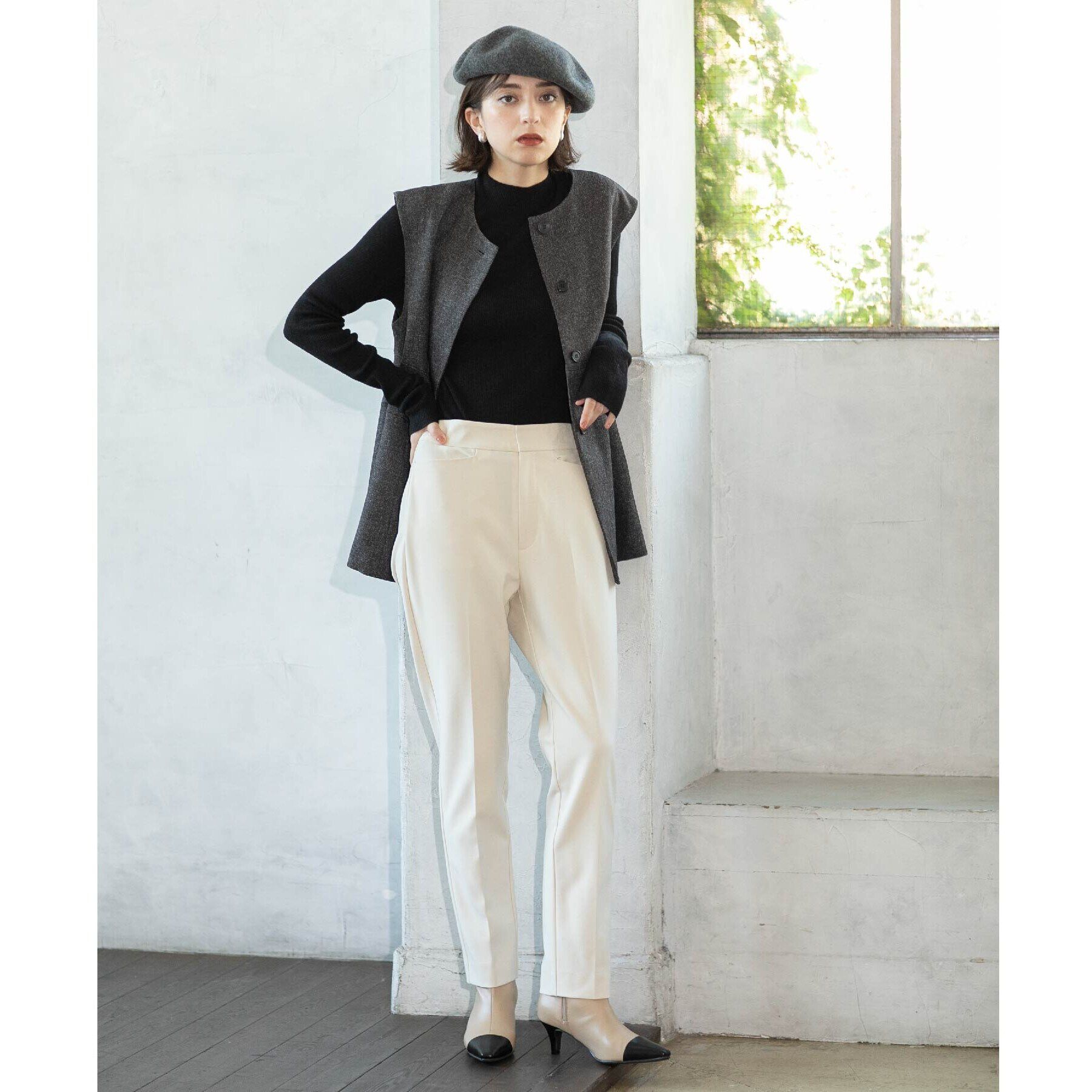 OPAQUE.CLIP「《SS-LLsize》着丈が選べる！裏起毛ストレッチスティックパンツ【蓄熱素材/洗濯機洗い可】」|その他|