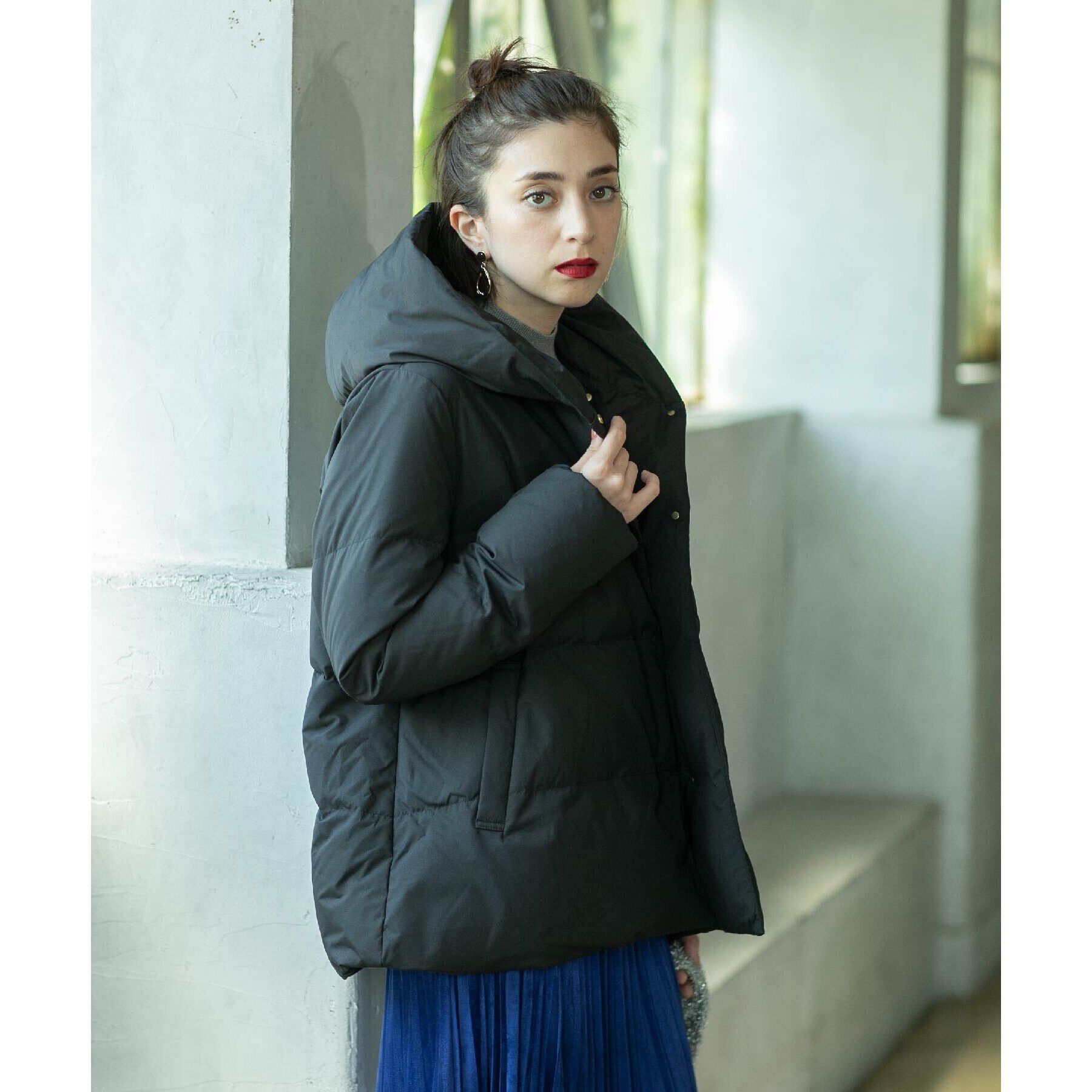 OPAQUE.CLIP「《S-LLsize》フードミドルダウンコート【洗濯機洗い可/撥水/防風/抗菌加工】」|ダウン|