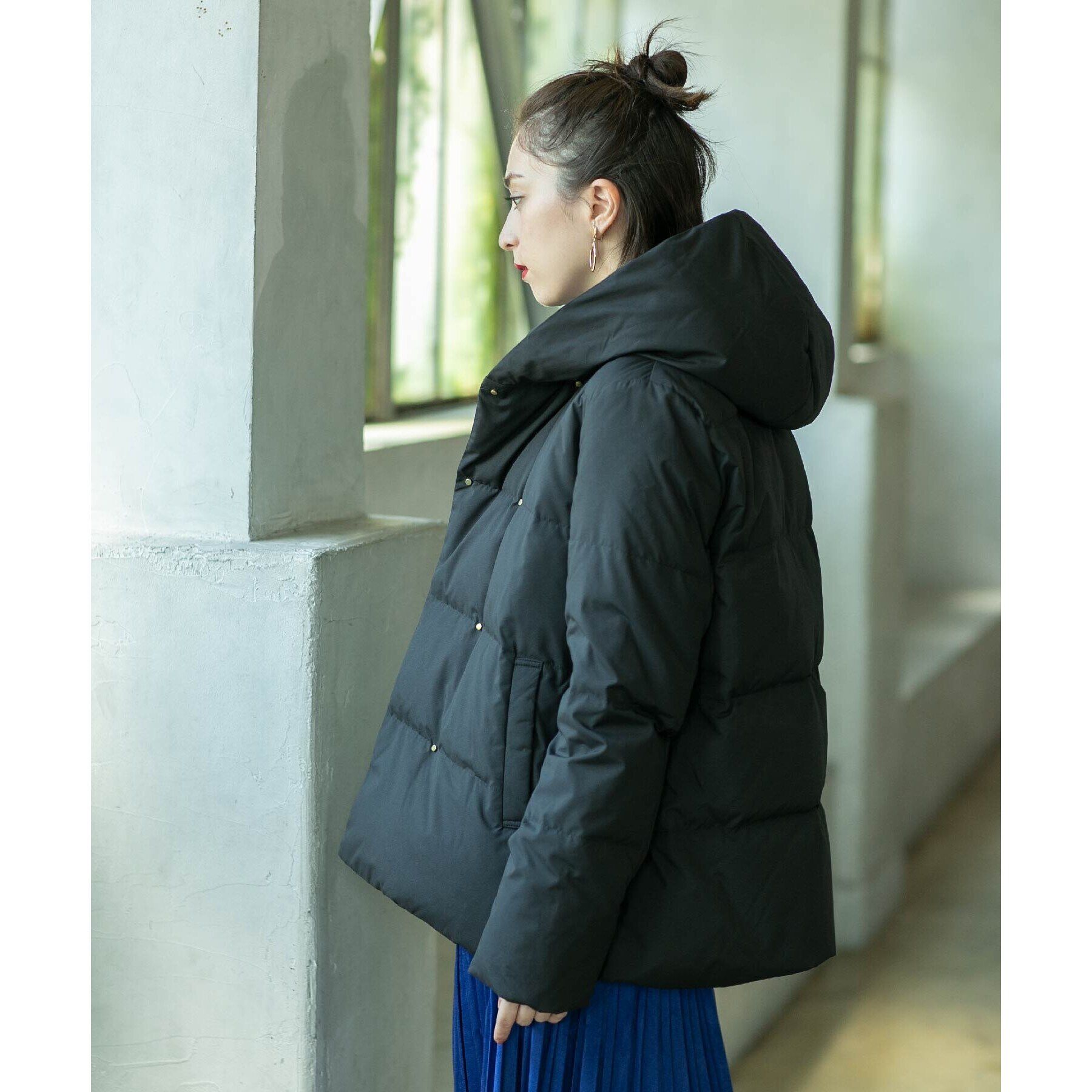 OPAQUE.CLIP「《S-LLsize》フードミドルダウンコート【洗濯機洗い可/撥水/防風/抗菌加工】」|ダウン|