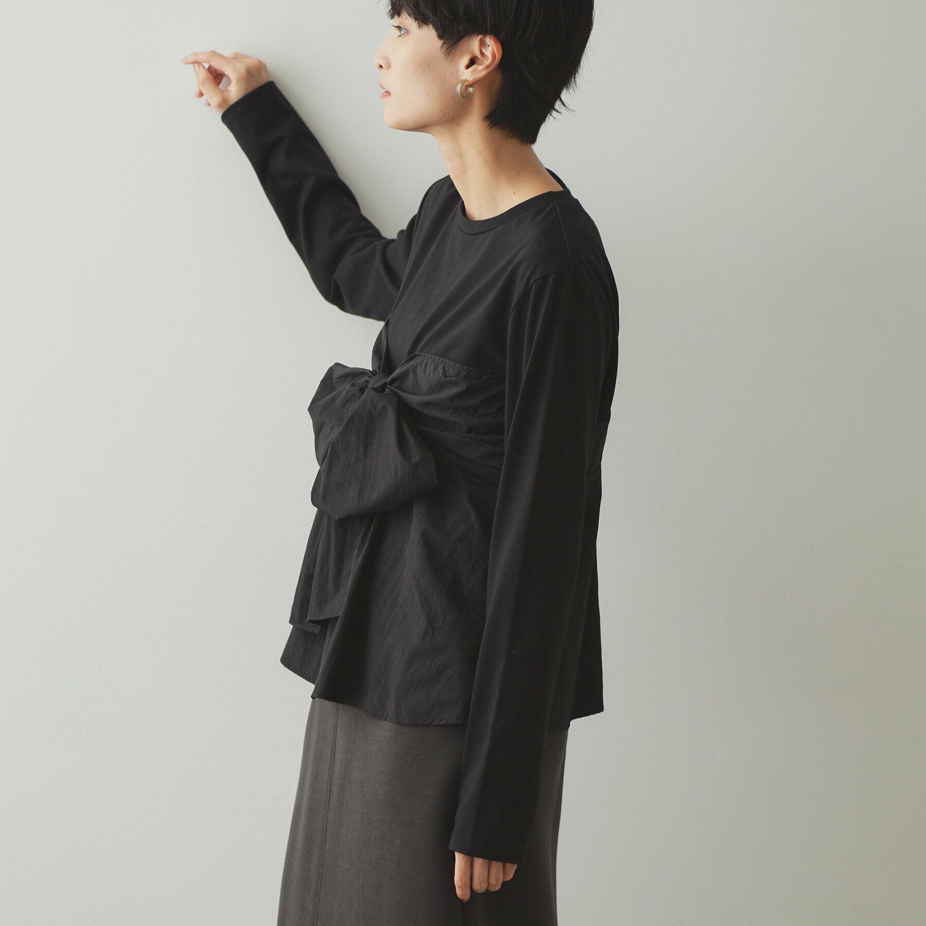 OPAQUE.CLIP「リボンビスチェ ドッキングカットソー【洗濯機洗い可】」|Tシャツ・カットソー|