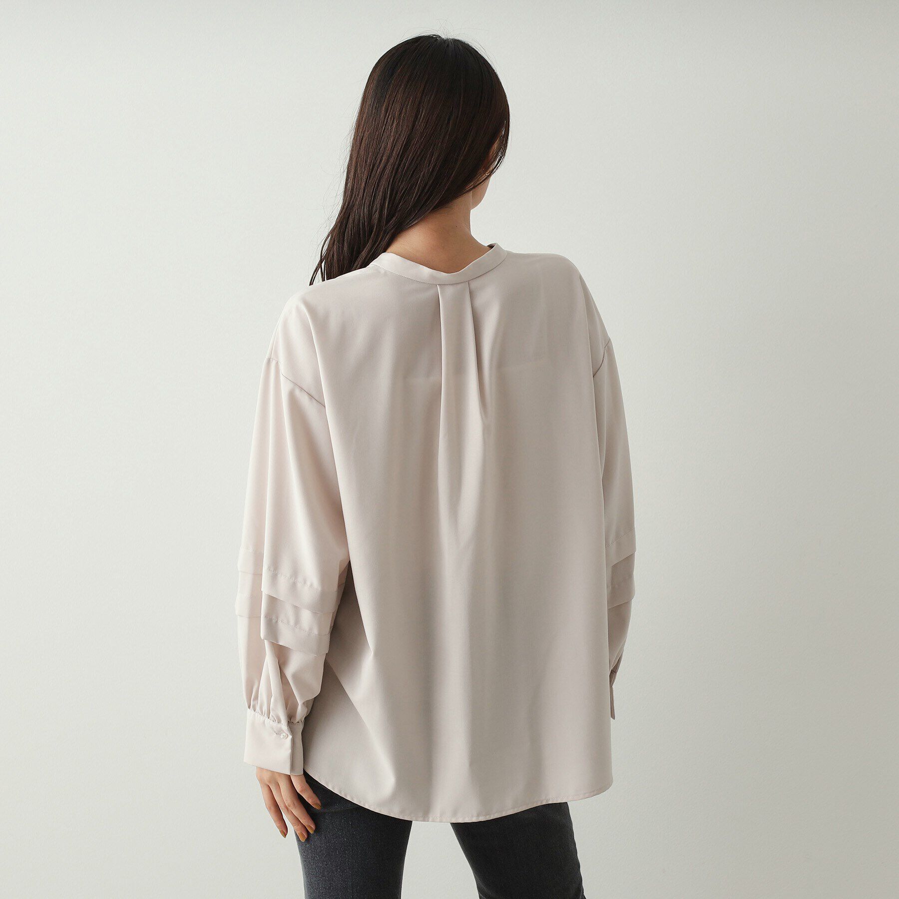 OPAQUE.CLIP「タックスリーブ スキッパーシャツ【洗濯機洗い可】」|シャツ・ブラウス|