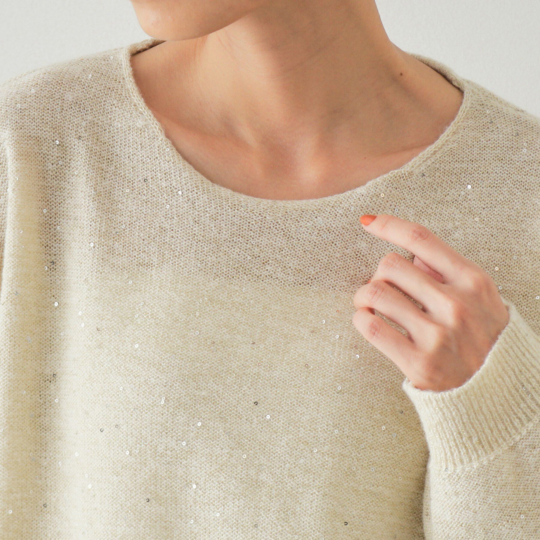 OPAQUE.CLIP「スパンコールラメ ボートネックニット【洗濯機洗い可】」|ニット・セーター|