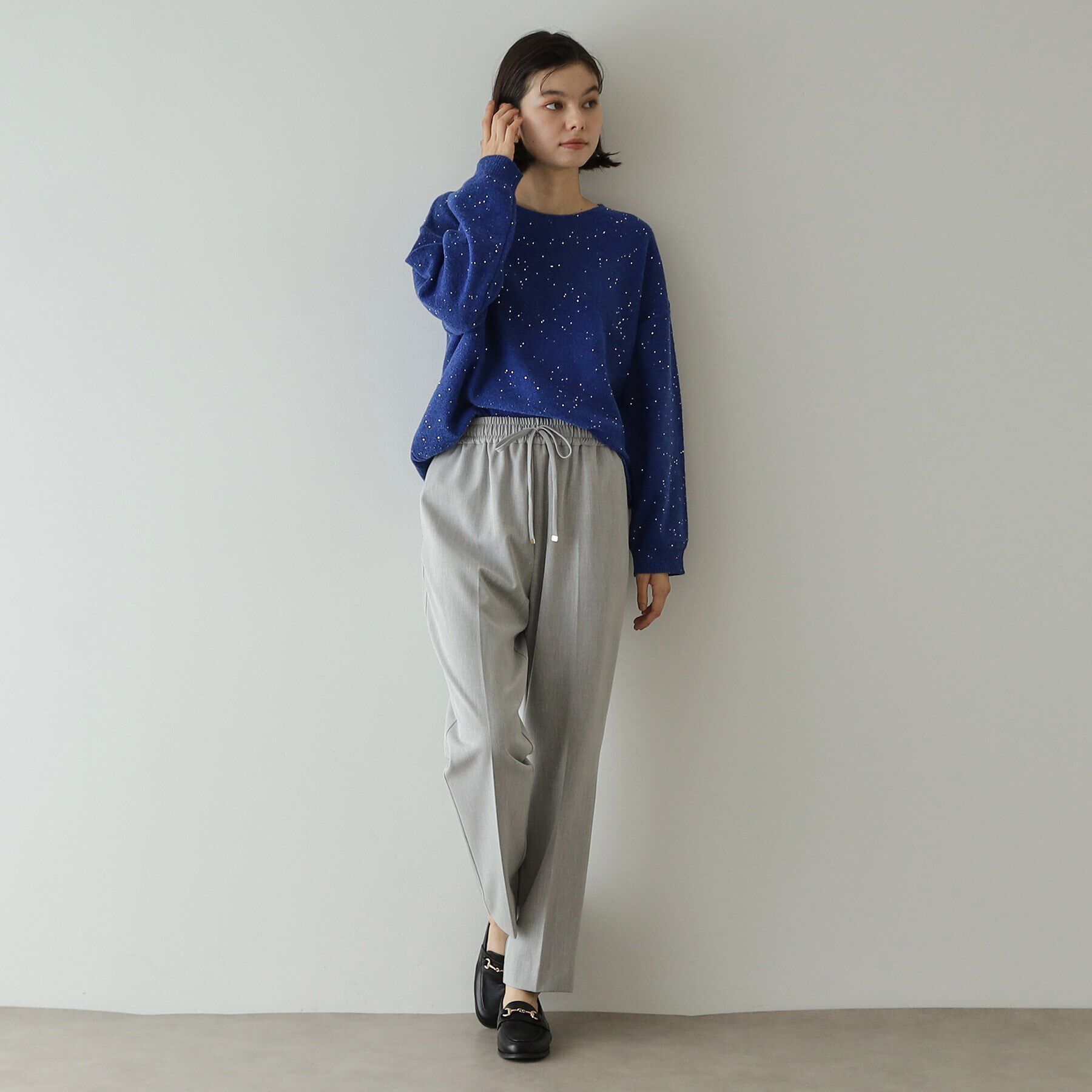 OPAQUE.CLIP「スパンコールラメ ボートネックニット【洗濯機洗い可】」|ニット・セーター|
