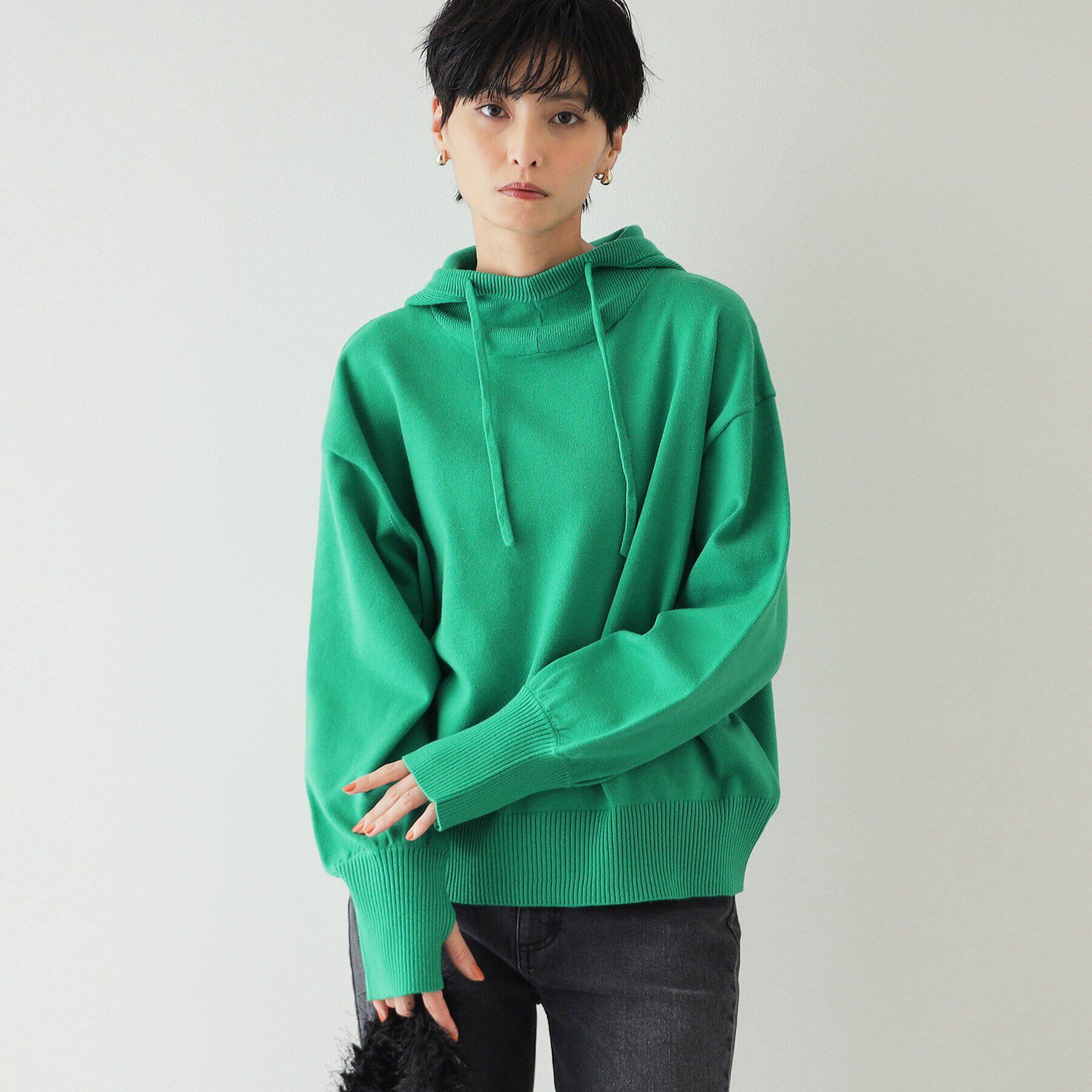 OPAQUE.CLIP「フーディニットプルオーバー【洗濯機洗い可】」|ニット・セーター|