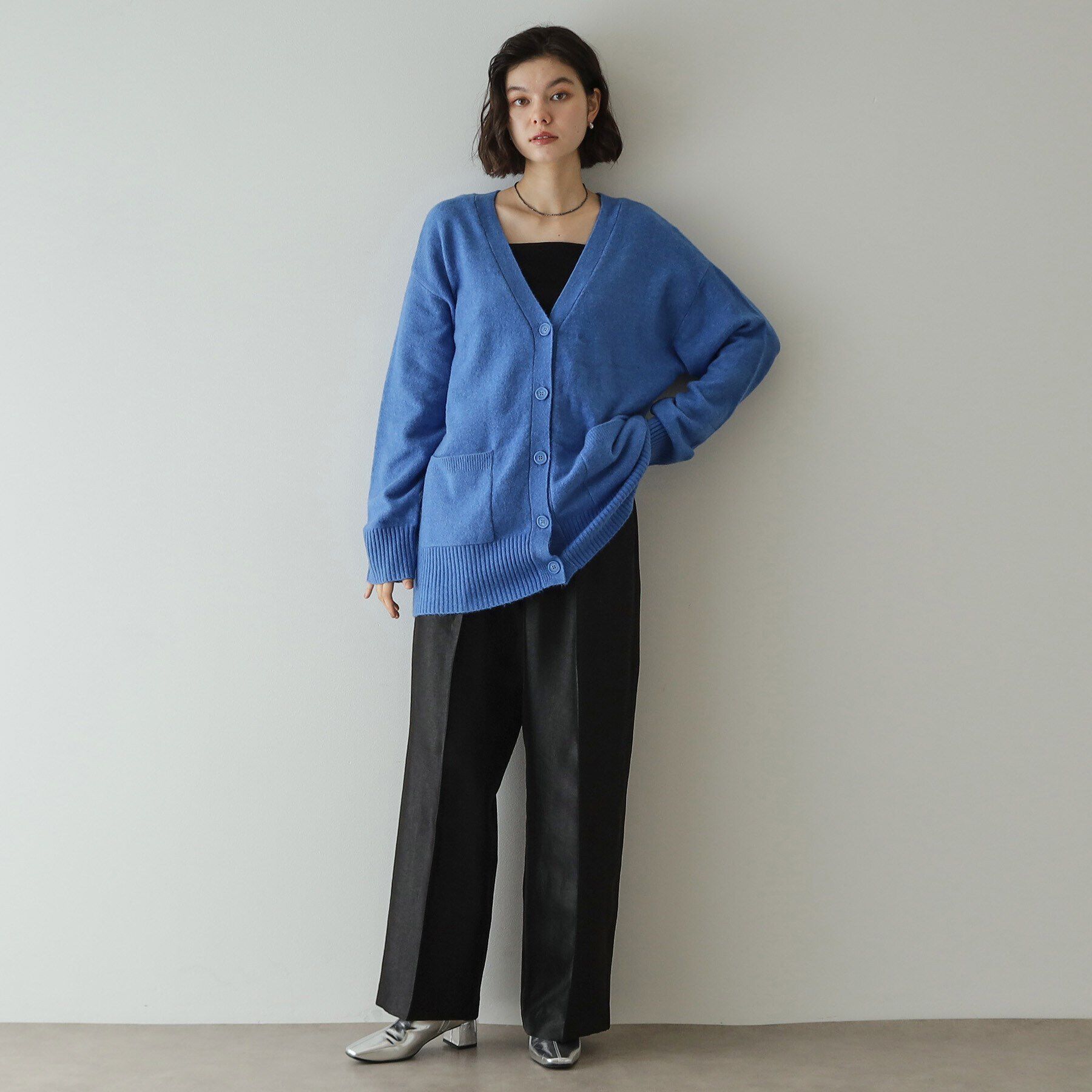 OPAQUE.CLIP「アンゴラ混リラクシーVネックニットカーディガン【洗濯機洗い可】」|カーディガン|