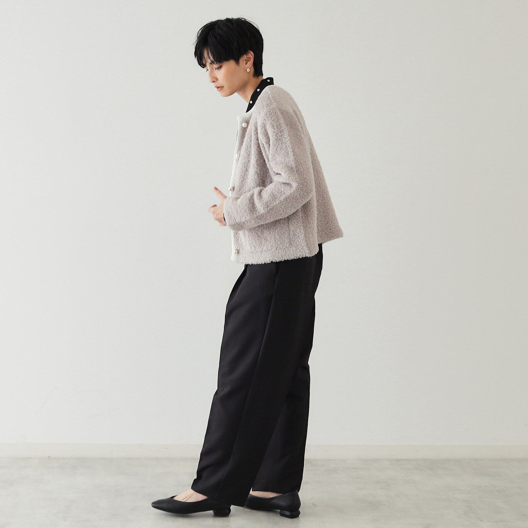 OPAQUE.CLIP「《美人百花掲載》ブークレ配色ニットカーディガン【洗濯機洗い可】」|カーディガン|