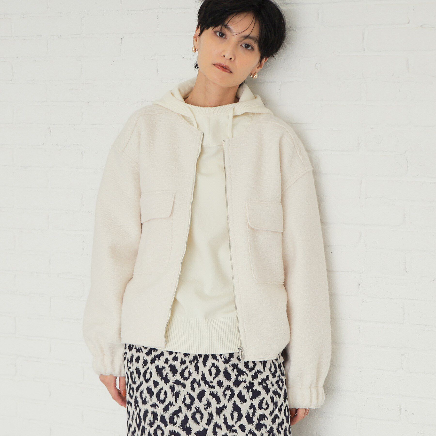 OPAQUE.CLIP「ダブルポケットボアブルゾン【洗濯機洗い可】」|ブルゾン・スタジャン|オフホワイト(003