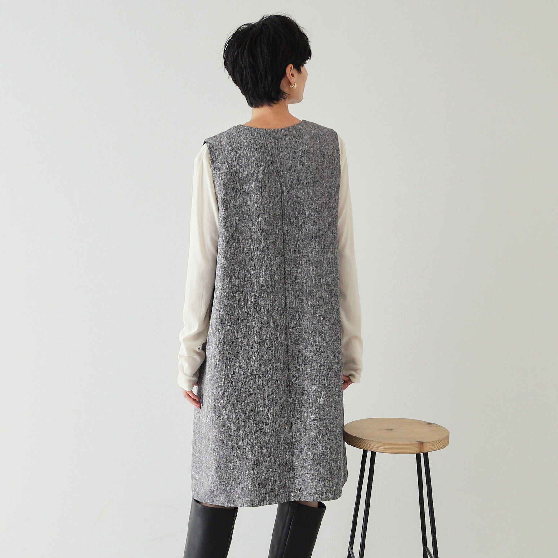 OPAQUE.CLIP「Vネックミニジャンスカ【洗濯機洗い可】」|ワンピース|