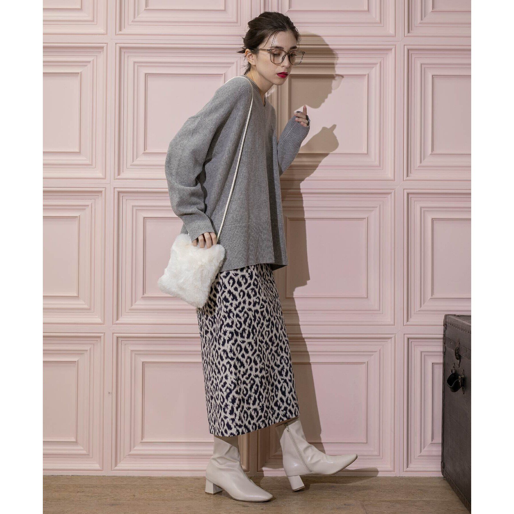 OPAQUE.CLIP「ミドルゲージVネックニット／FILIVIVI・フィルビビ【洗える】」|ニット・セーター|