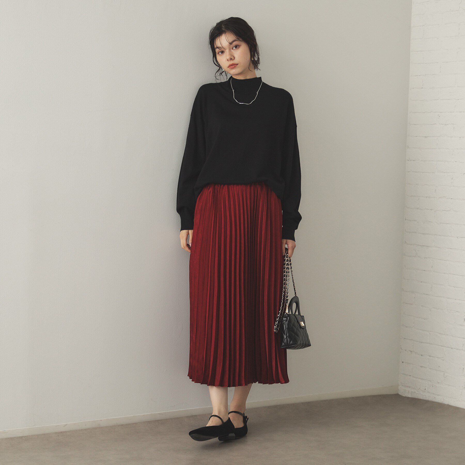 OPAQUE.CLIP「サテンプリーツスカート【洗濯機洗い可】」|スカート|