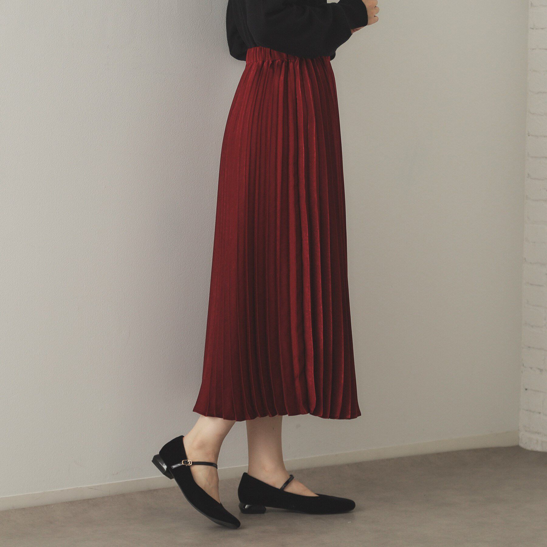 OPAQUE.CLIP「サテンプリーツスカート【洗濯機洗い可】」|スカート|