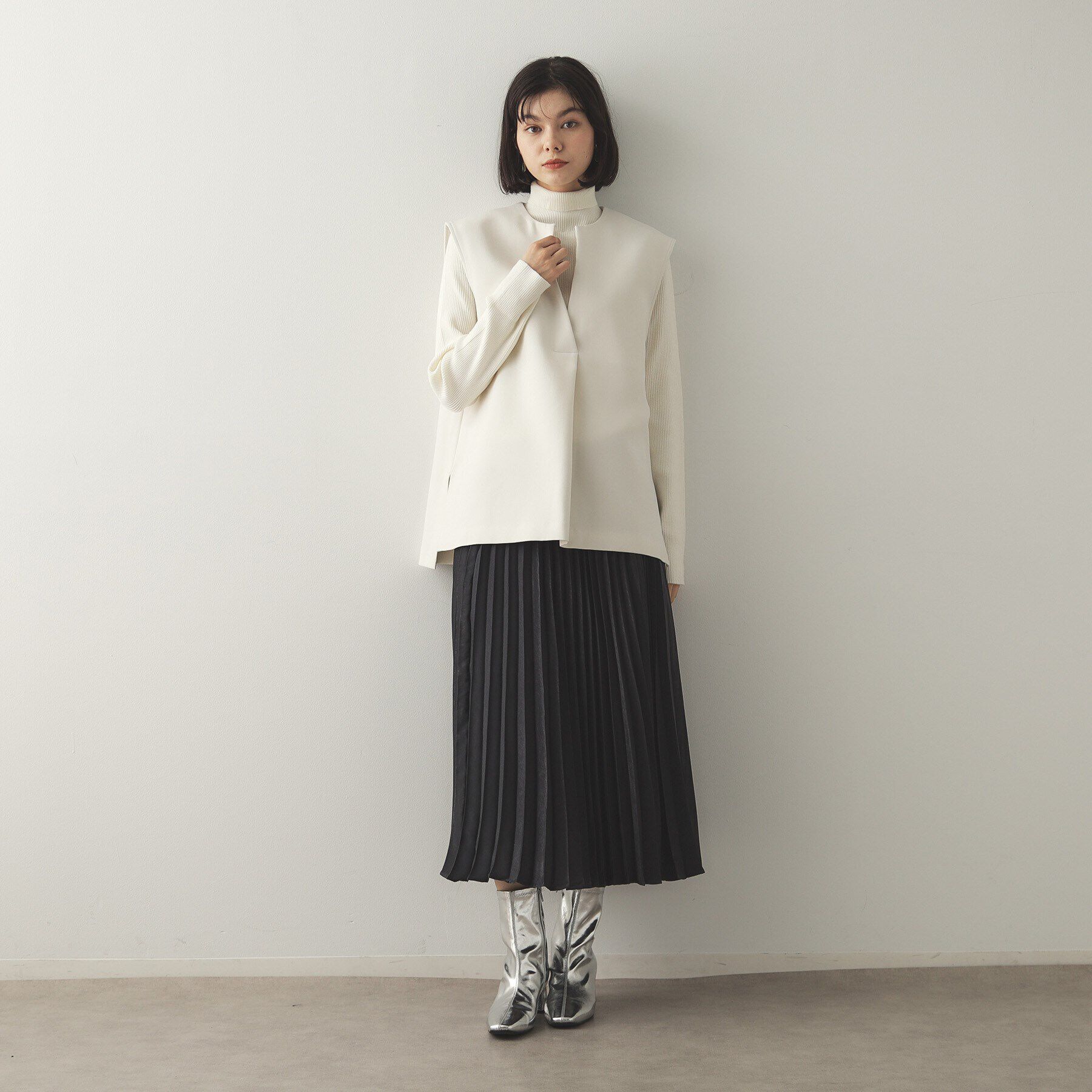 OPAQUE.CLIP「サテンプリーツスカート【洗濯機洗い可】」|スカート|