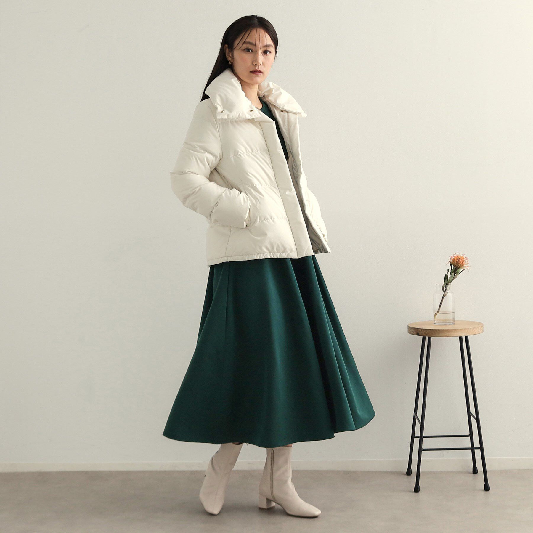 OPAQUE.CLIP「シームレスニット&times;フハクドッキングワンピース【洗濯機洗い可】」|ワンピース|