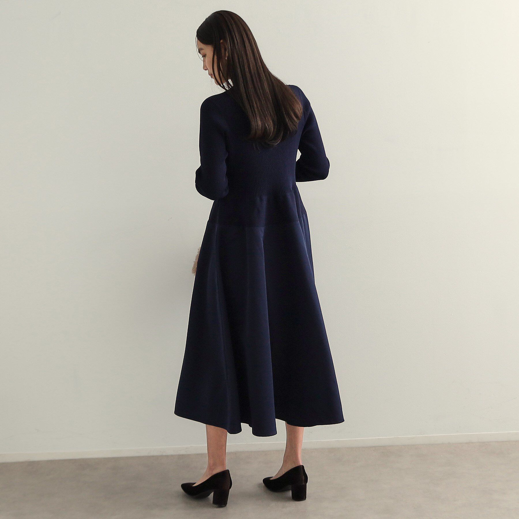 OPAQUE.CLIP「シームレスニット&times;フハクドッキングワンピース【洗濯機洗い可】」|ワンピース|