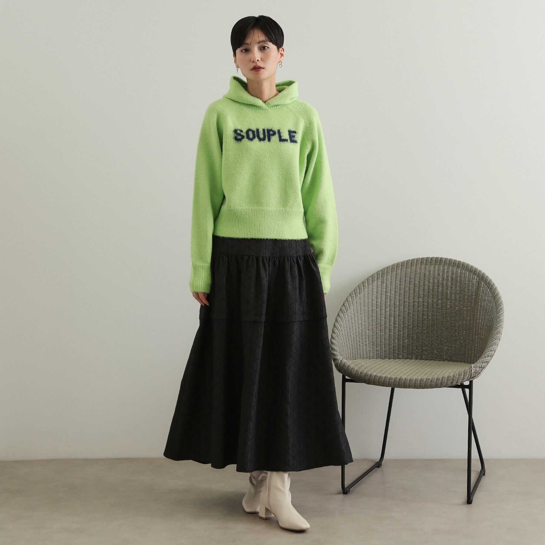 OPAQUE.CLIP「フェザーロゴフーディニット【洗濯機洗い可】」|ニット・セーター|