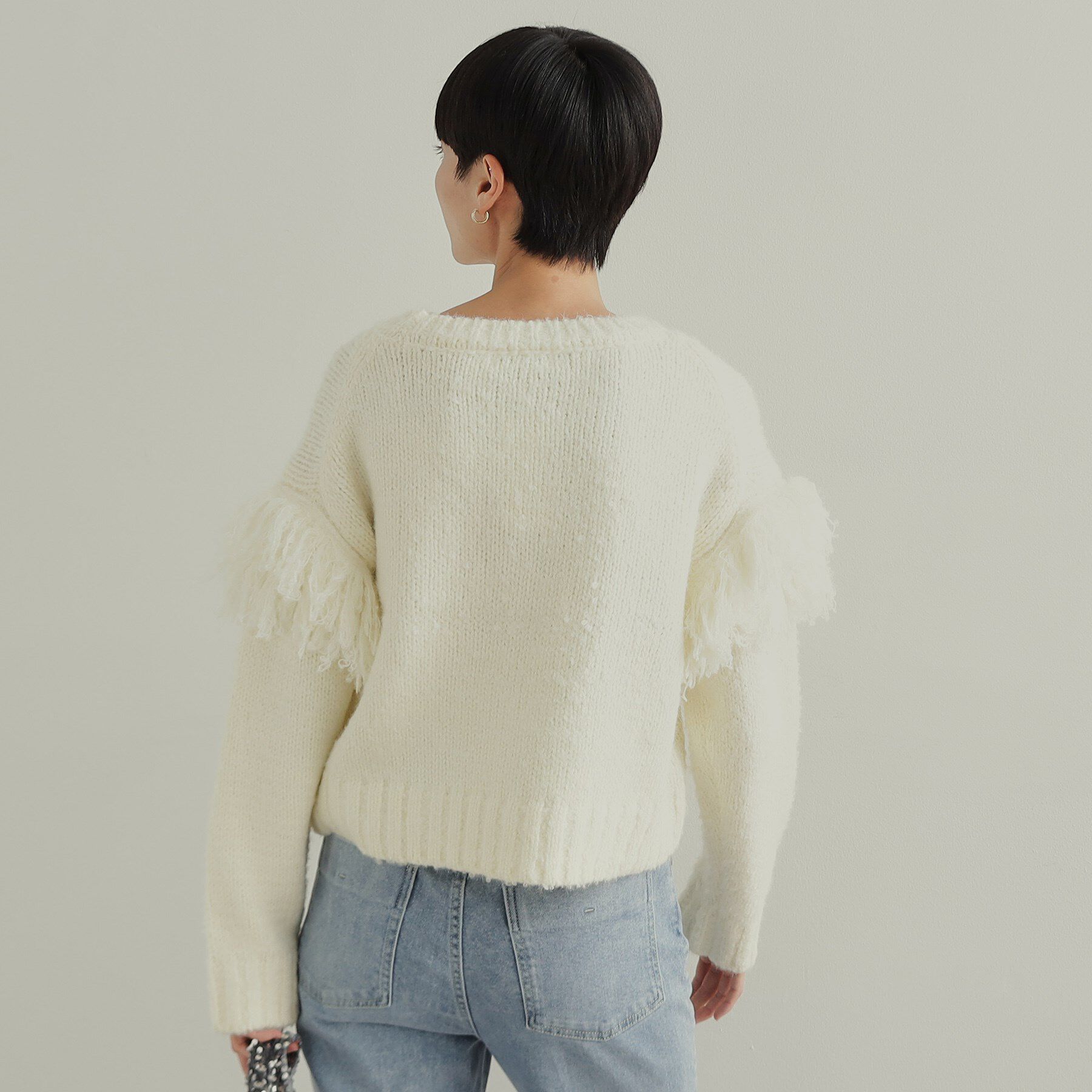 OPAQUE.CLIP「フリンジローゲージニット【洗濯機洗い可/抗ピル】」|ニット・セーター|