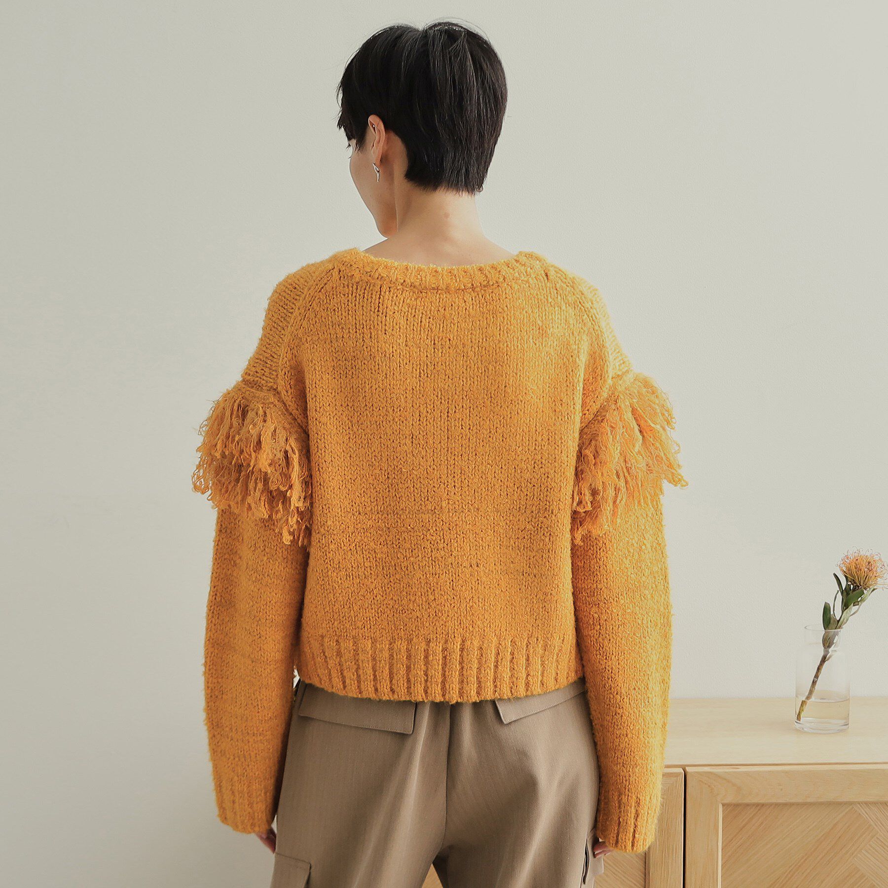 OPAQUE.CLIP「フリンジローゲージニット【洗濯機洗い可/抗ピル】」|ニット・セーター|