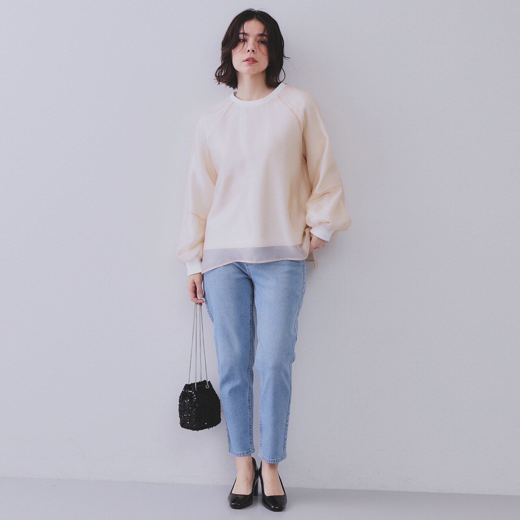 OPAQUE.CLIP「シアーレイヤード裏毛プルオーバー【洗濯機洗い可】」|Tシャツ・カットソー|