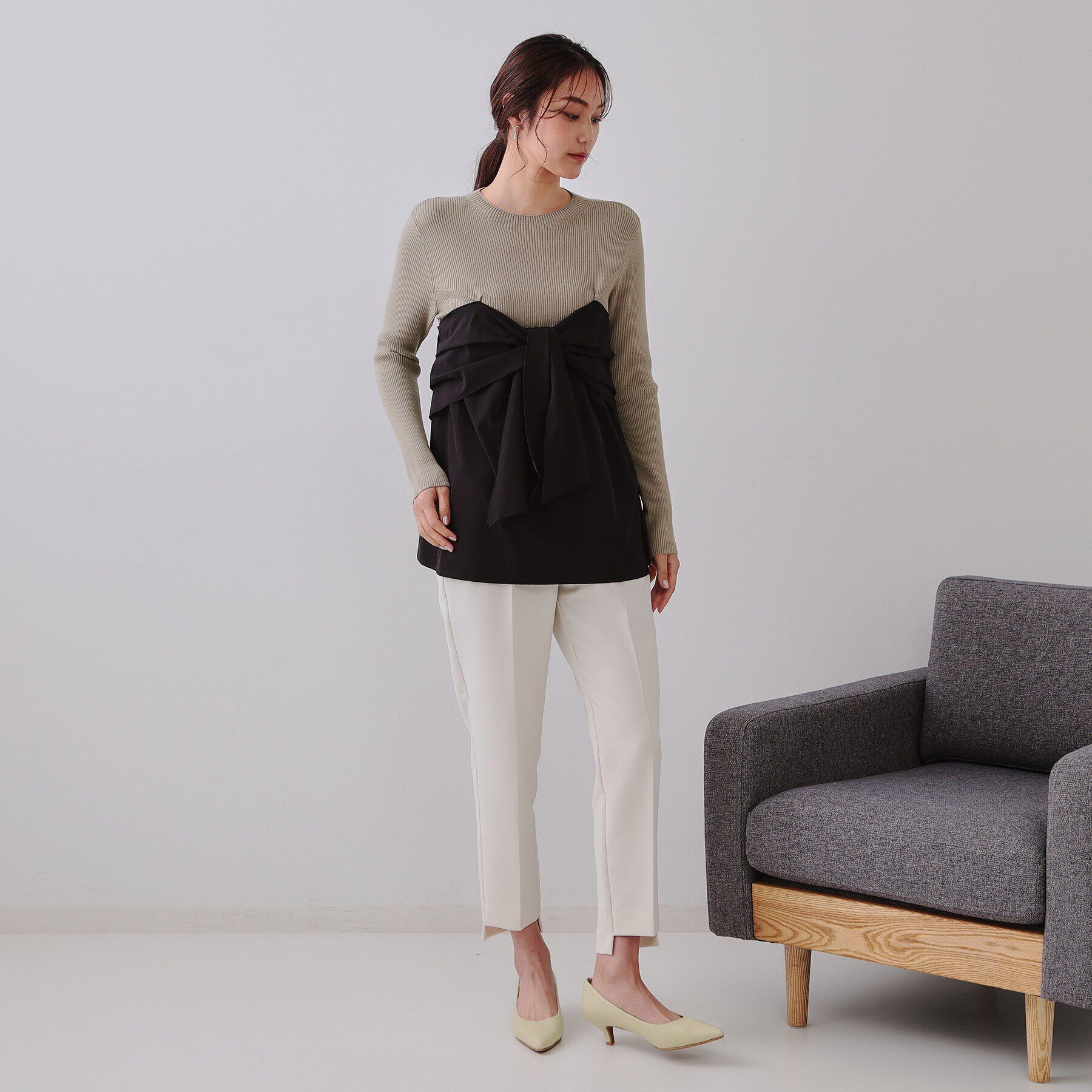 OPAQUE.CLIP「リボンビスチェドッキングニット【洗濯機洗い可】」|ニット・セーター|