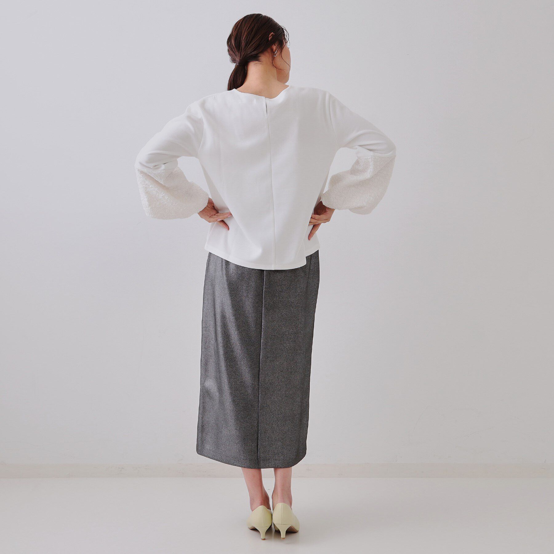 OPAQUE.CLIP「ジャカードバルーンスリーブトップス【洗濯機洗い可】」|Tシャツ・カットソー|