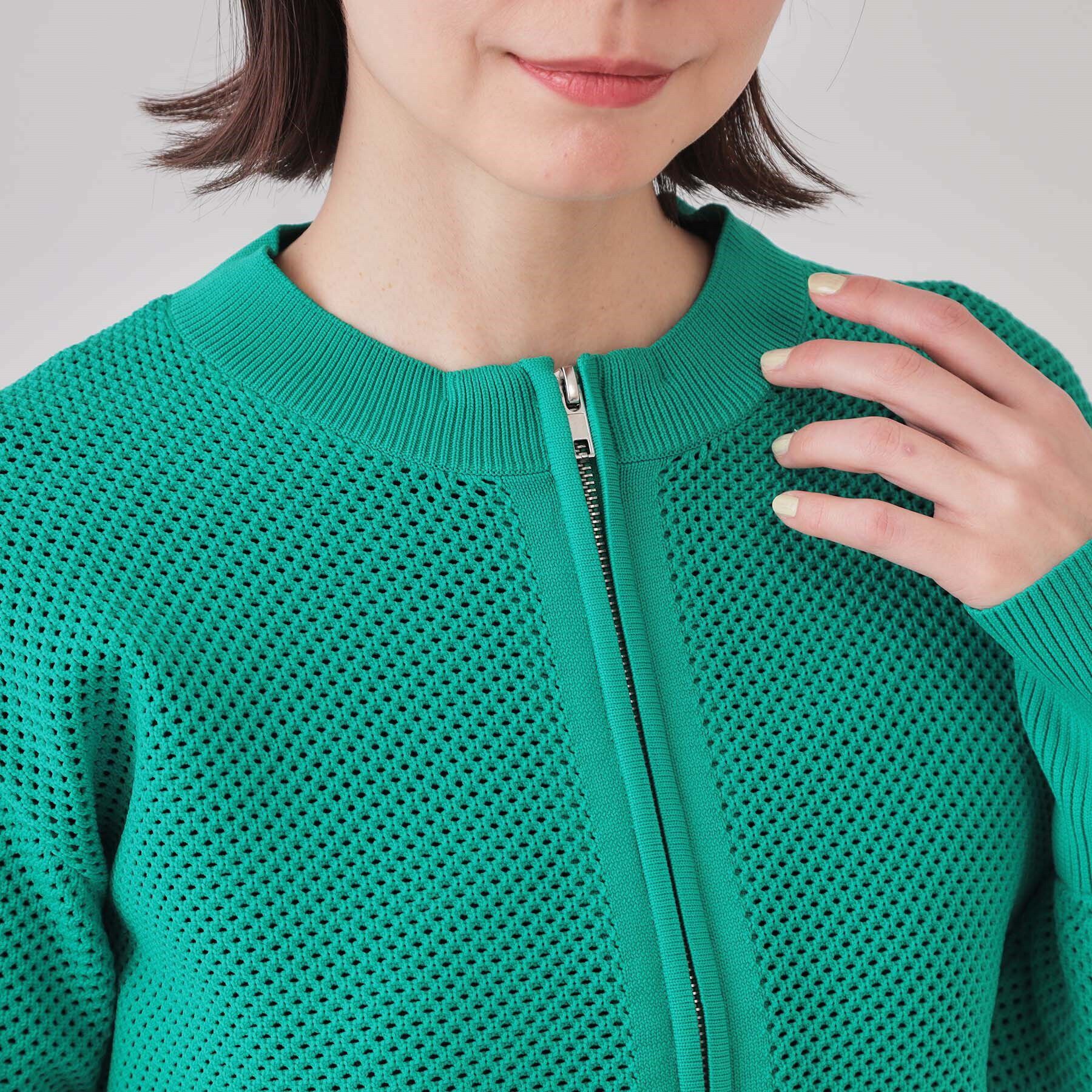 OPAQUE.CLIP「メッシュZIPニットカーディガン【洗濯機洗い可】」|カーディガン|