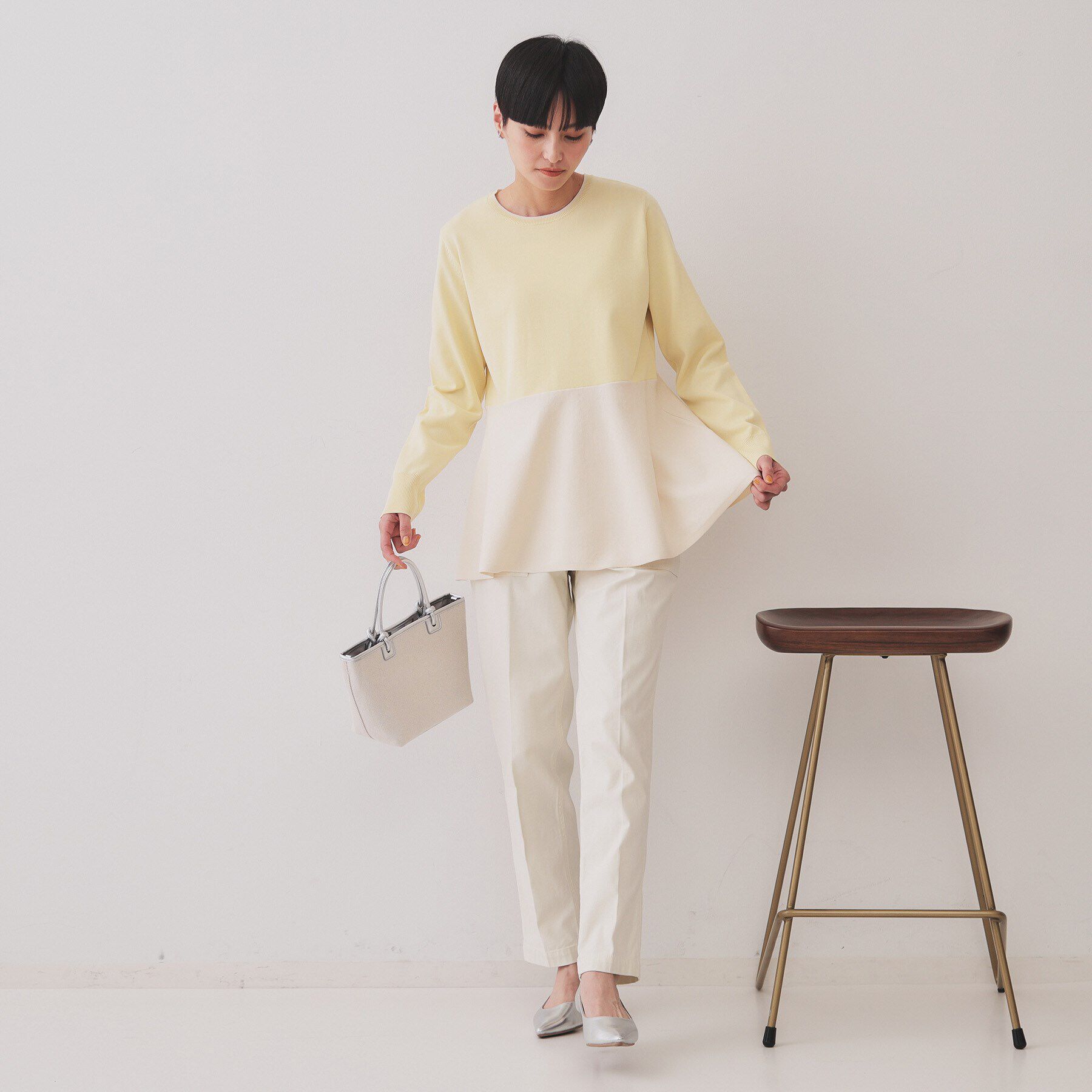 OPAQUE.CLIP「配色ペプラムニット【洗濯機洗い可／抗ピル】」|ニット・セーター|