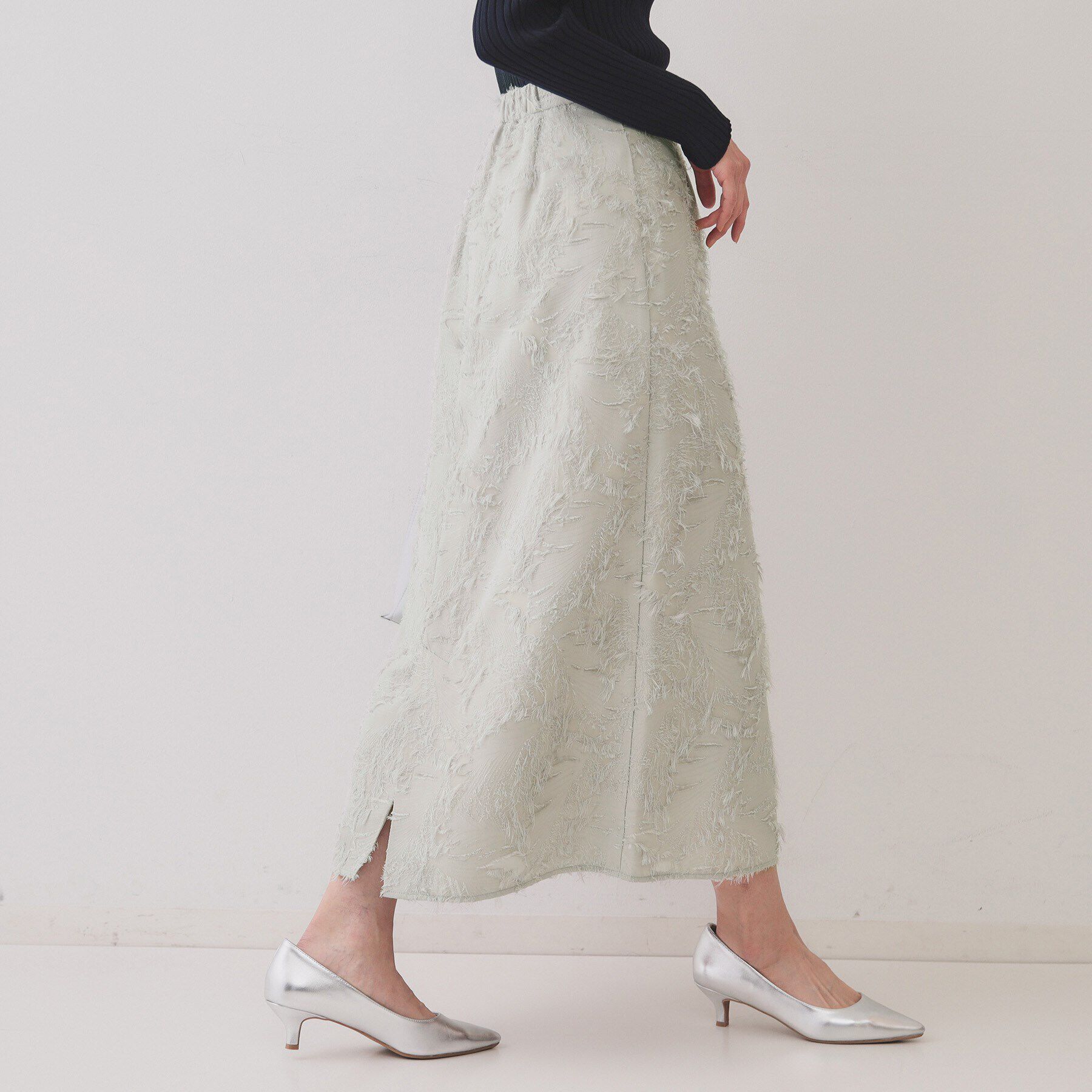 OPAQUE.CLIP「フリンジジャーカードナロースカート【洗える】」|スカート|ライトグレー(011