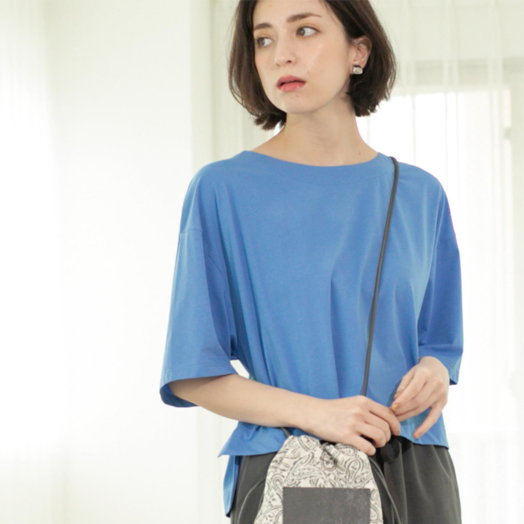 OPAQUE.CLIP「ボートネックショートTシャツ【洗濯機洗い可】」|Tシャツ・カットソー|