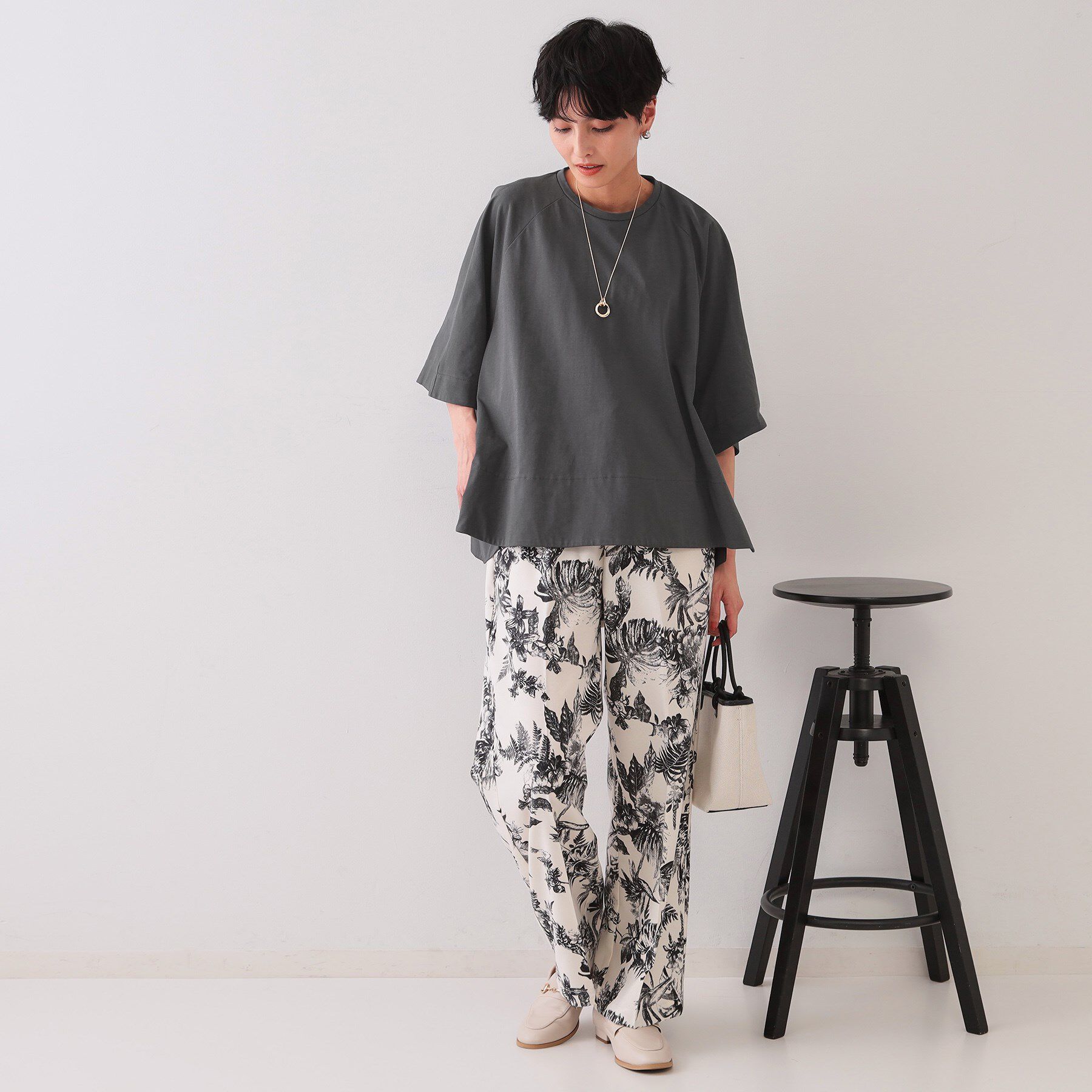 OPAQUE.CLIP「バックフハクドッキングAラインカットソー【洗濯機洗い可】」|Tシャツ・カットソー|