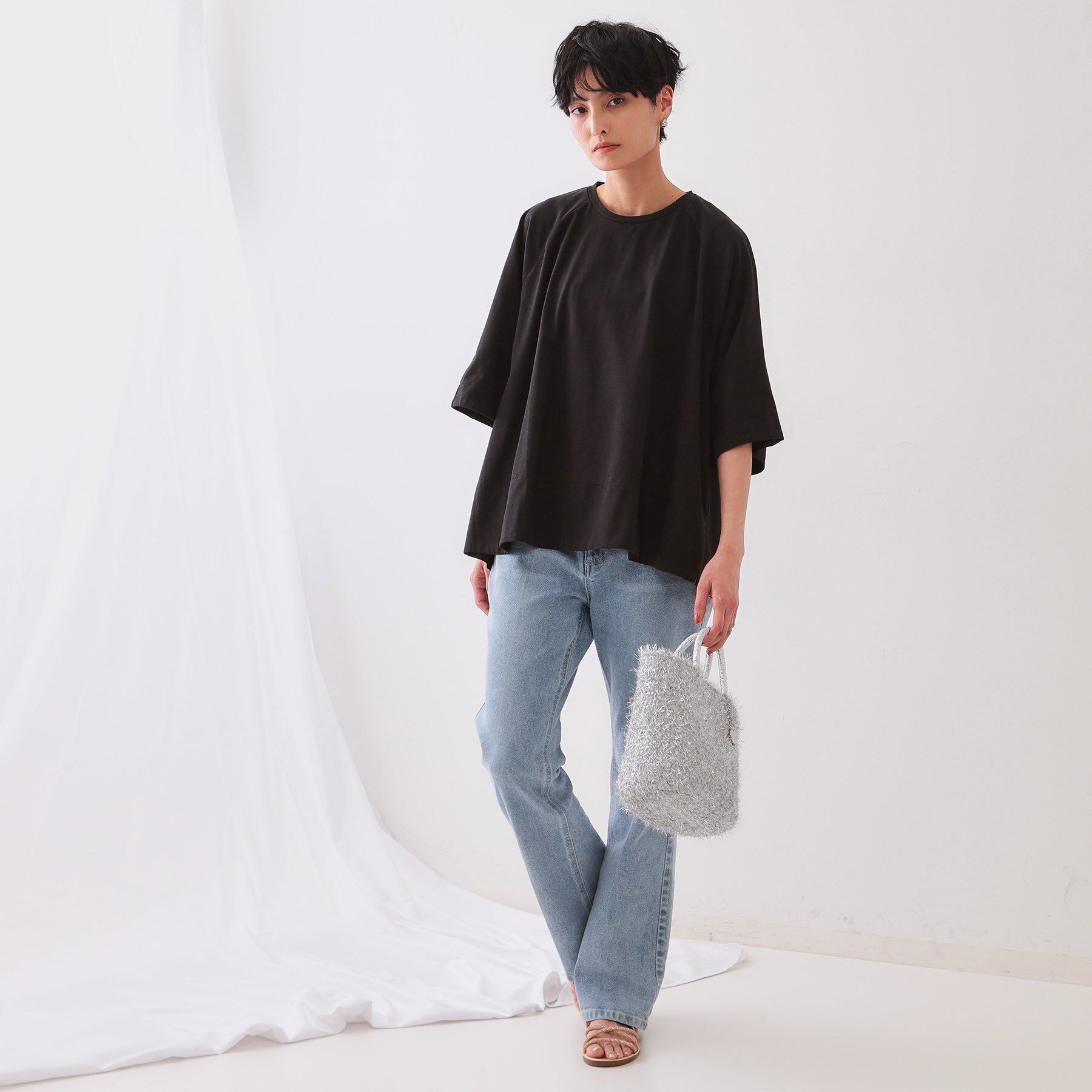 OPAQUE.CLIP「バックフハクドッキングAラインカットソー【洗濯機洗い可】」|Tシャツ・カットソー|