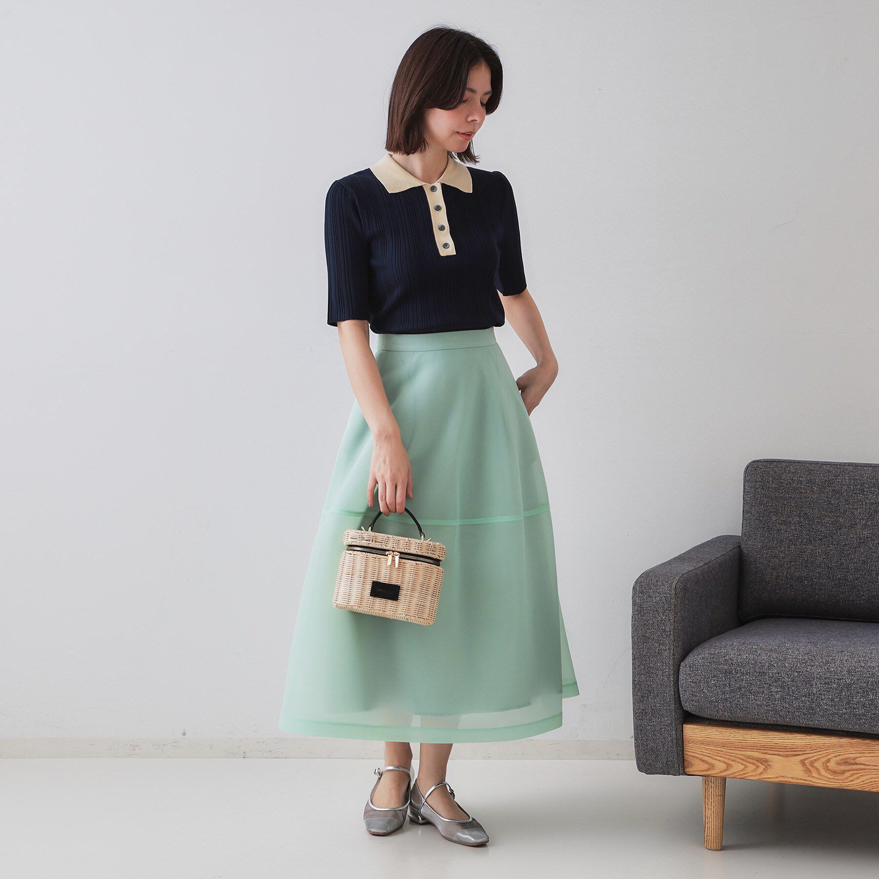 OPAQUE.CLIP「《美人百花掲載》スポンディッシュシアーフレアスカート【洗濯機洗い可】」|スカート|