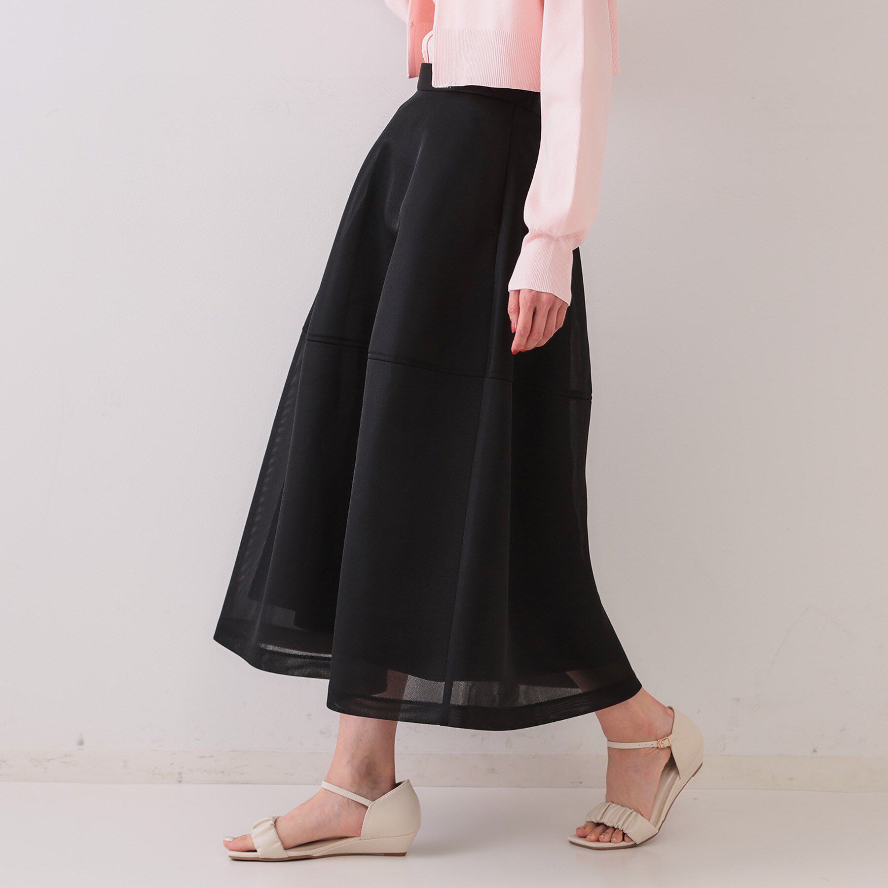 OPAQUE.CLIP「《美人百花掲載》スポンディッシュシアーフレアスカート【洗濯機洗い可】」|スカート|