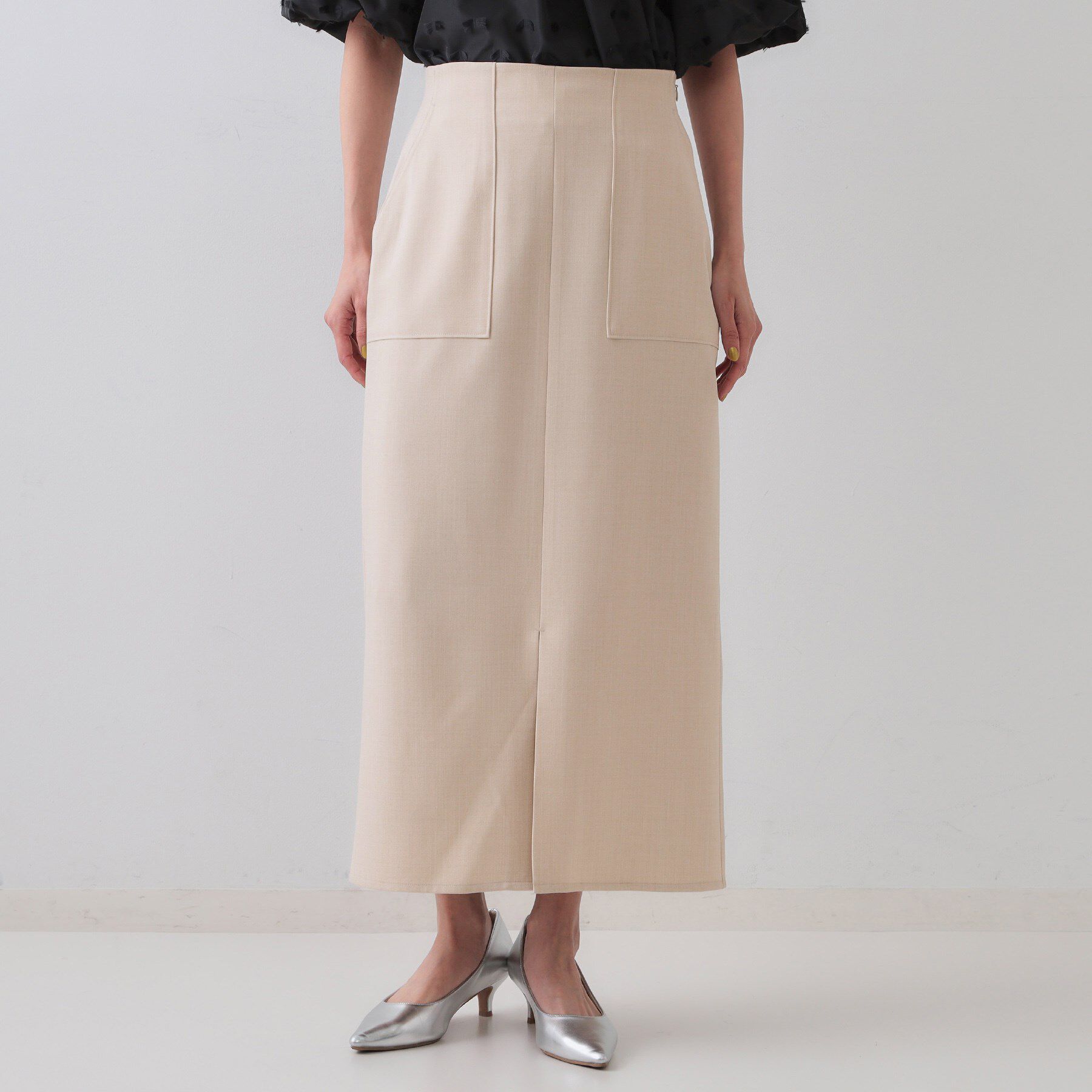 OPAQUE.CLIP「《5色展開/S-LLサイズ》リネンライクストレッチタイトスカート【洗濯機洗い可】」|スカート|