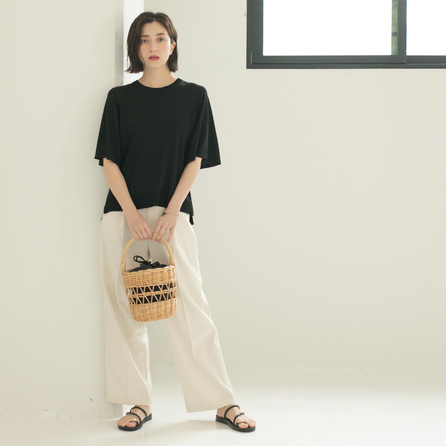 OPAQUE.CLIP「《6色展開/S-LLサイズ》フレアスリーブニット【UV/接触冷感/抗ピル/洗濯機洗い可】」|ニット・セーター|