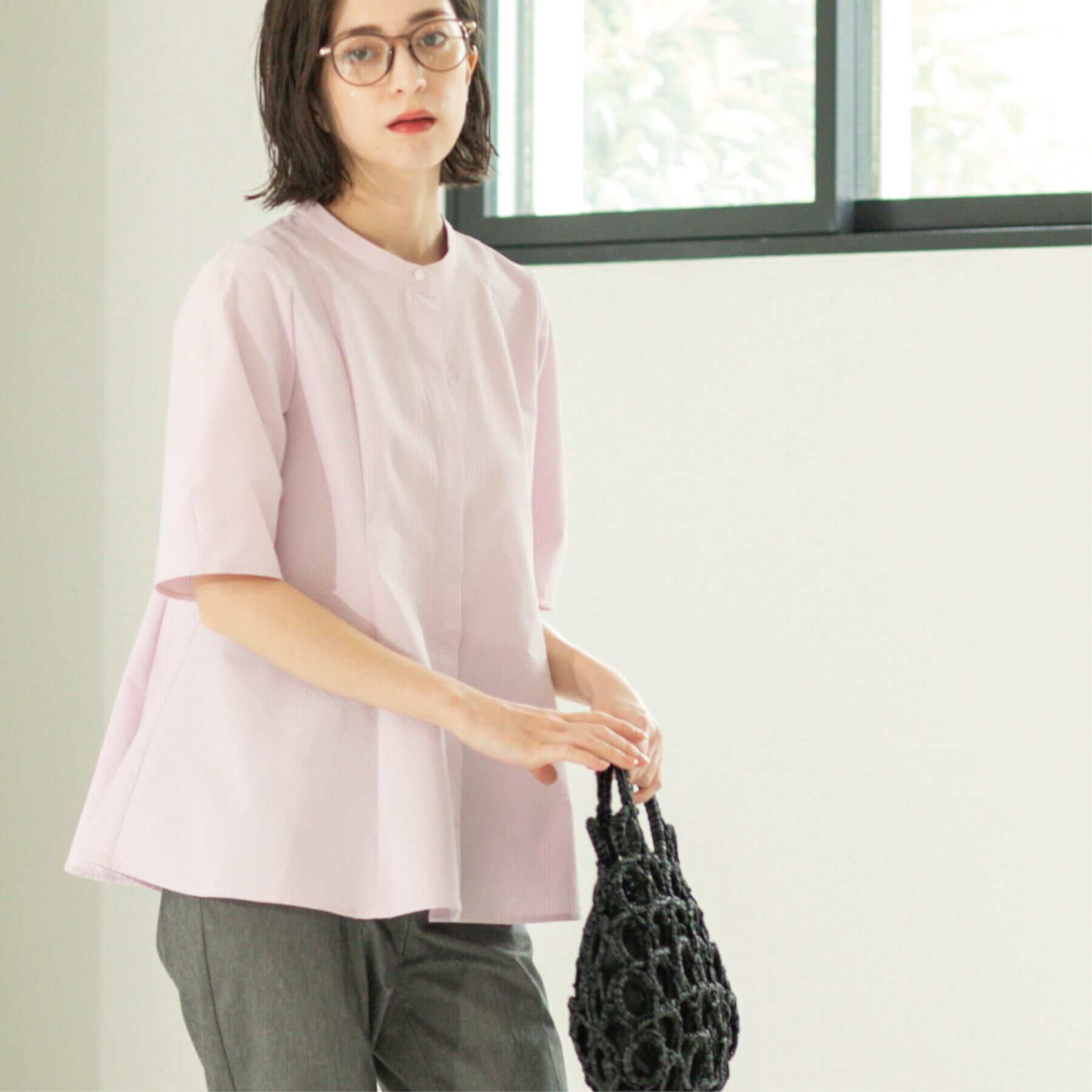 OPAQUE.CLIP「サッカーストライプペプラムブラウス【吸水速乾/イージーアイロン/洗濯機洗い可】」|シャツ・ブラウス|