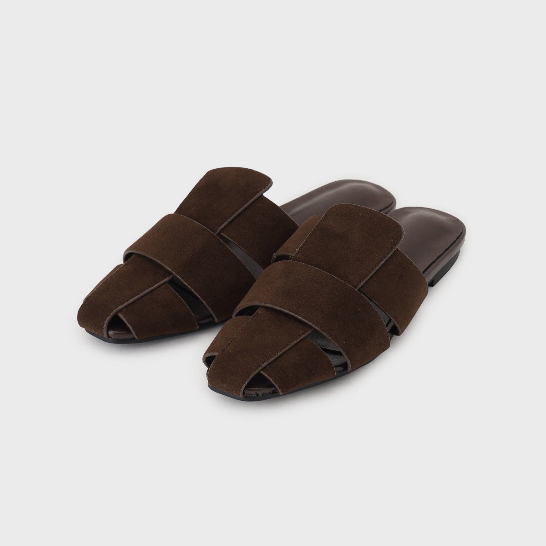 OPAQUE.CLIP「スエードメッシュラフミュールサンダル」|サンダル|ブラウン(044)