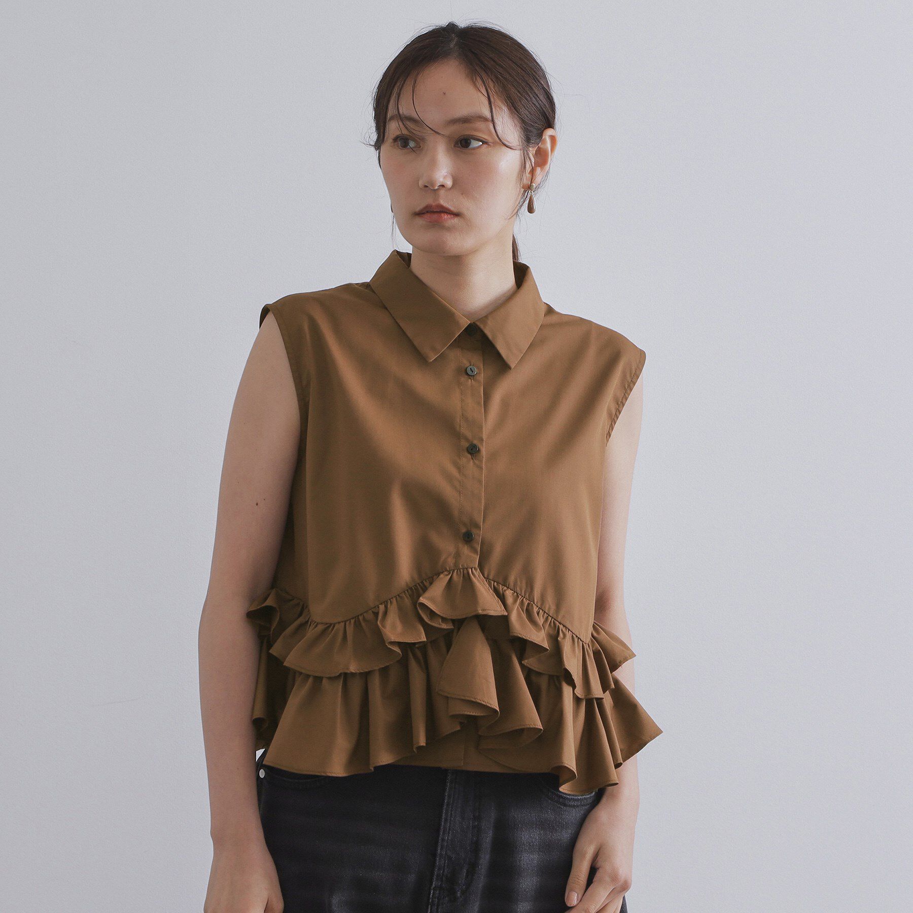 OPAQUE.CLIP「《Can Cam掲載》裾ラッフルフリルシャツ【洗濯機洗い可】」|シャツ・ブラウス|
