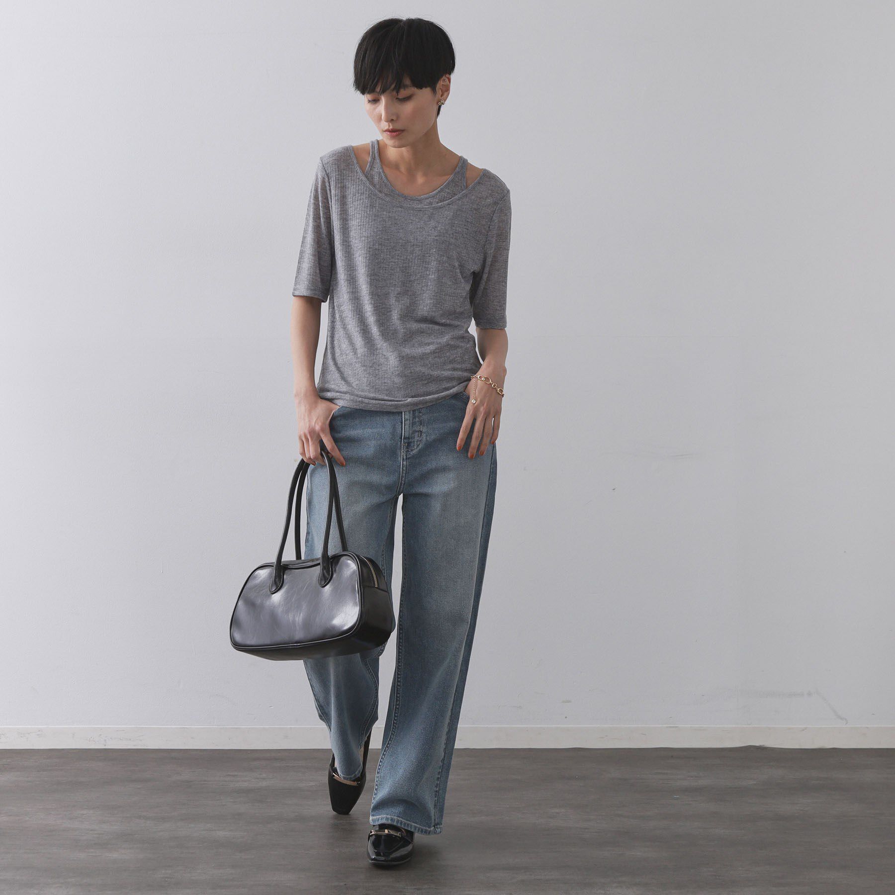 OPAQUE.CLIP「シアーリブレイヤードカットソー【洗濯機洗い可】」|Tシャツ・カットソー|